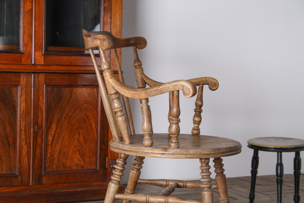 Antique Elm Low Back Windsor Armchair | Fireside Smokers Chair - Image 12