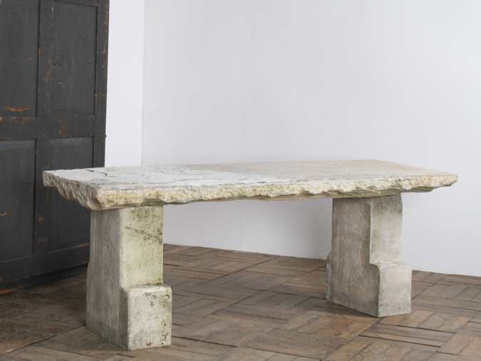 Reclaimed Carved Stone and Portland Limestone Garden Bench Seat