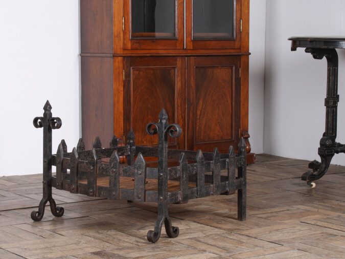 A Large Reclaimed Wrought Iron Forged Fireplace Basket Blacksmith Made