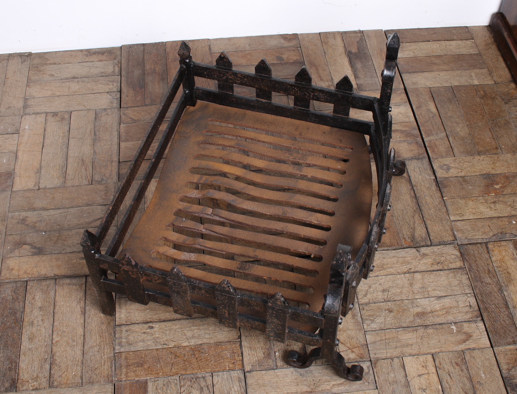 A Large Reclaimed Wrought Iron Forged Fireplace Basket Blacksmith Made - Image 17