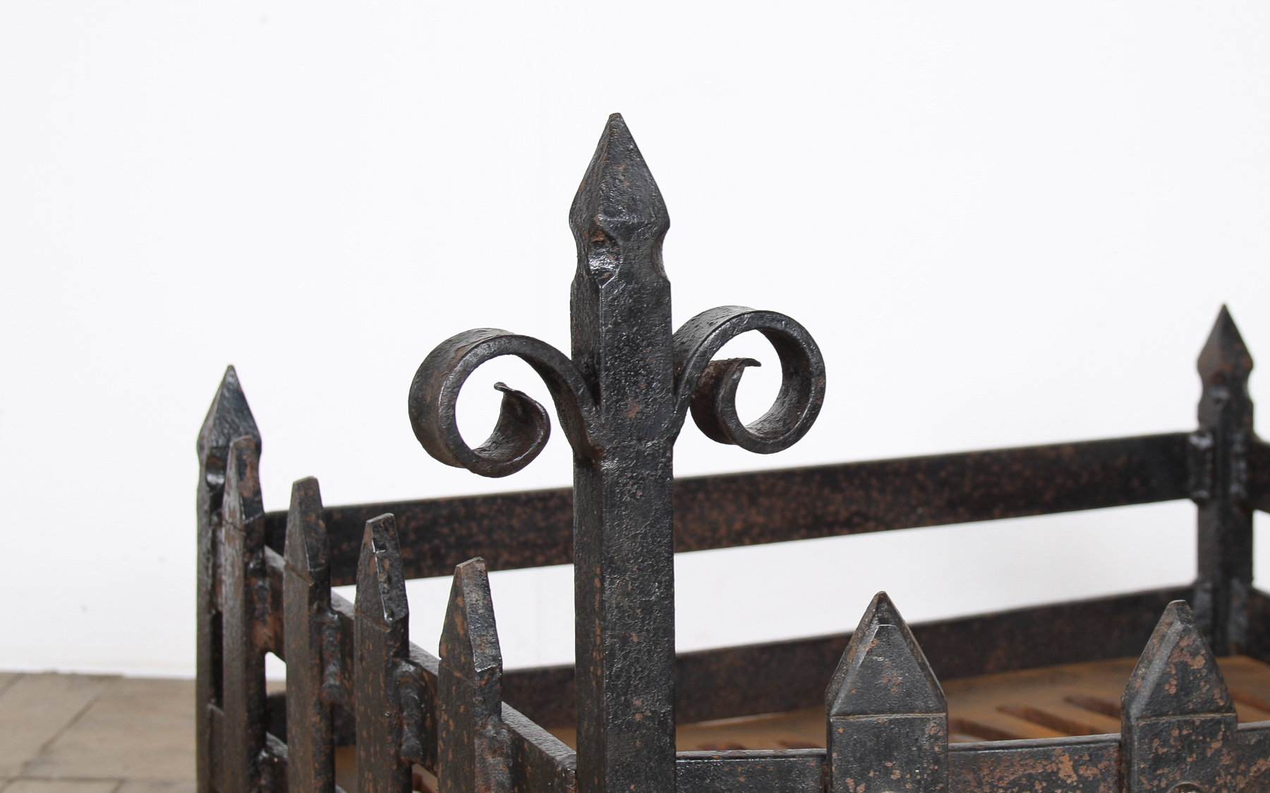 A Large Reclaimed Wrought Iron Forged Fireplace Basket Blacksmith Made - Image 2