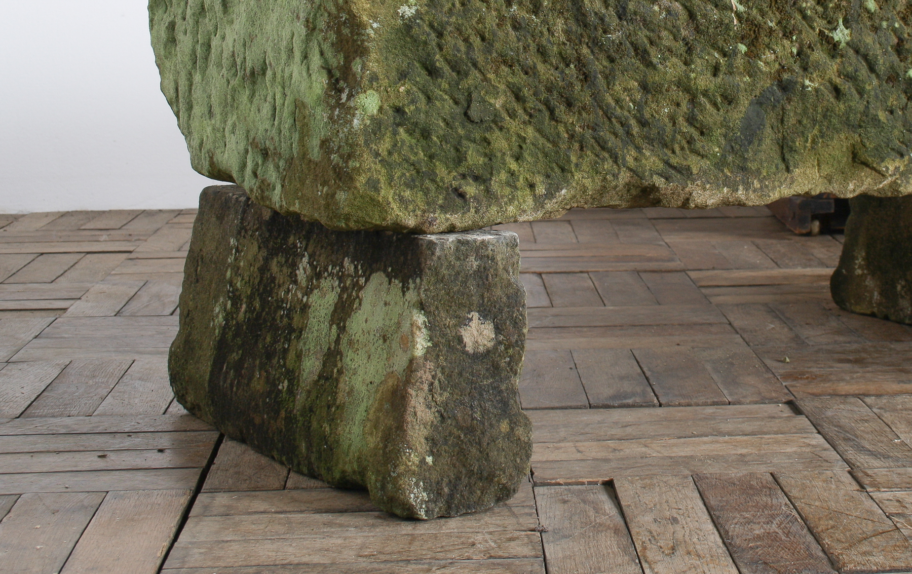 Reclaimed Carved Stone Sandstone Garden Bench Seat with Weathered Patina - Image 15