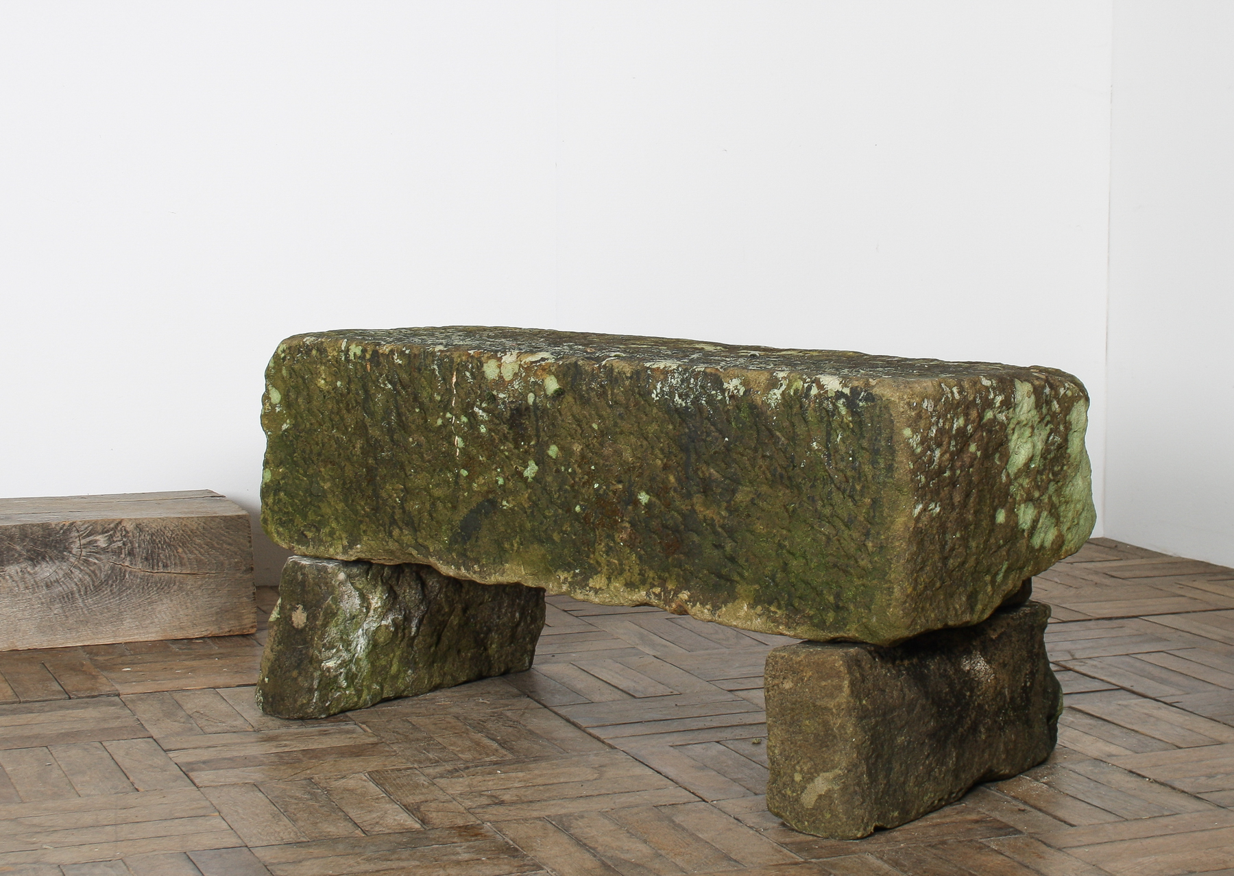 Reclaimed Carved Stone Sandstone Garden Bench Seat with Weathered Patina - Image 13