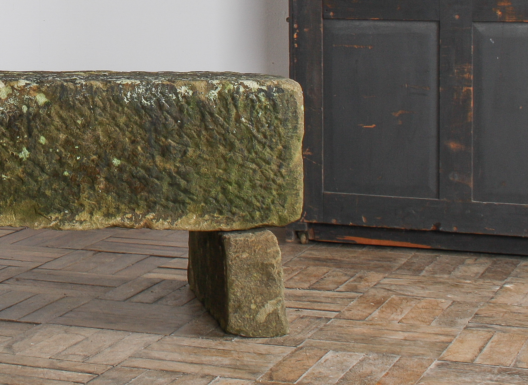 Reclaimed Carved Stone Sandstone Garden Bench Seat with Weathered Patina - Image 6