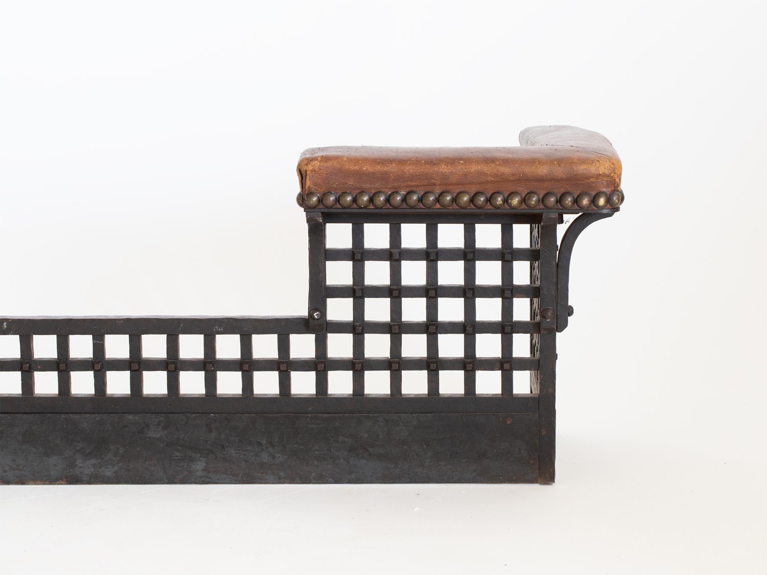 A Heavy Black Wrought Iron Blacksmith made Fireplace Club Fender Brutalist Form - Image 7