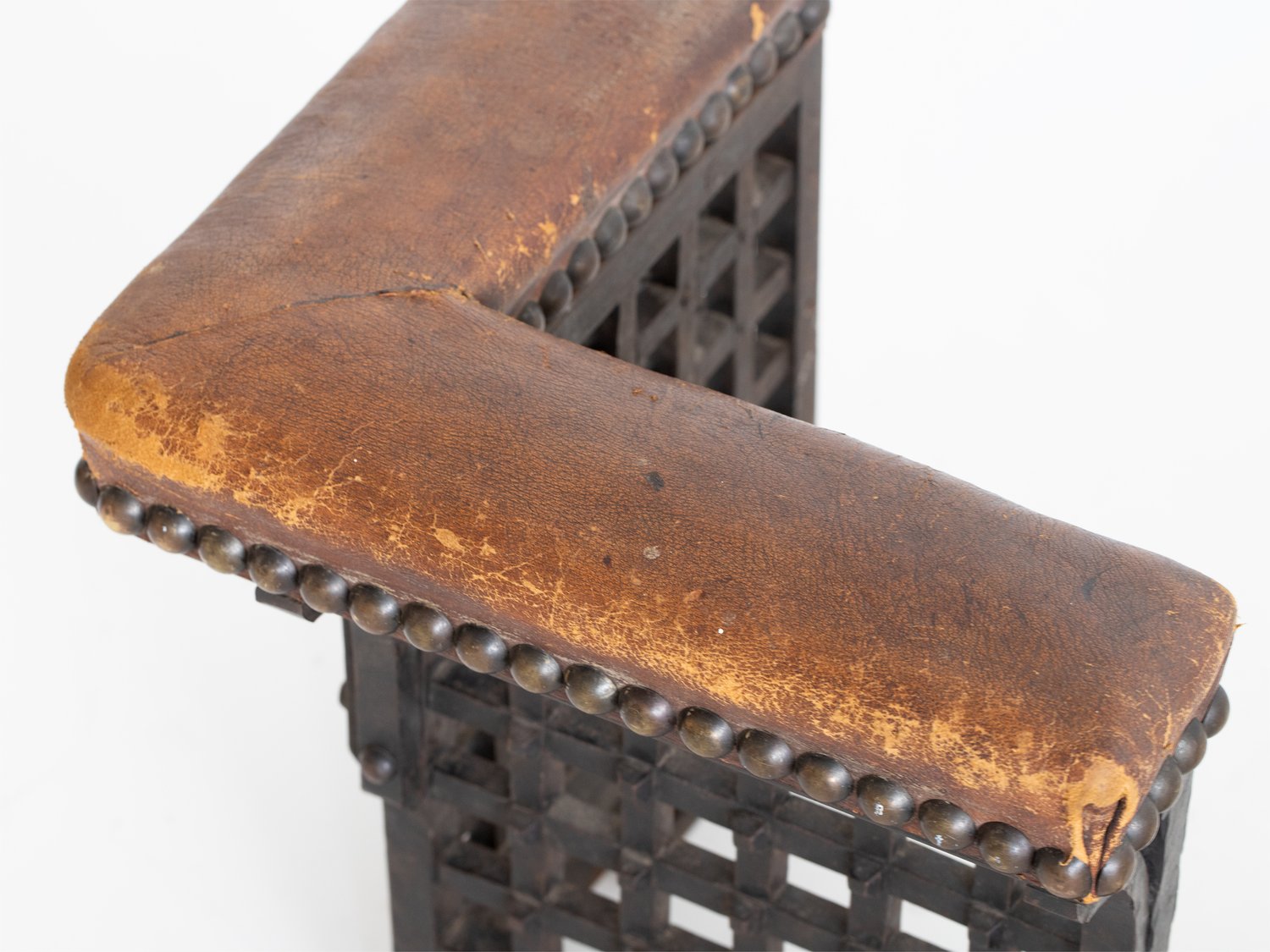 A Heavy Black Wrought Iron Blacksmith made Fireplace Club Fender Brutalist Form - Image 6