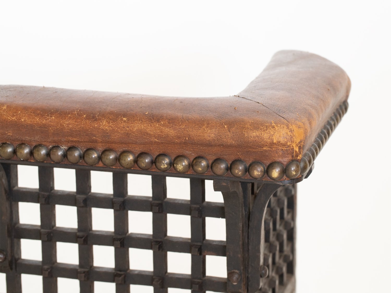 A Heavy Black Wrought Iron Blacksmith made Fireplace Club Fender Brutalist Form - Image 5