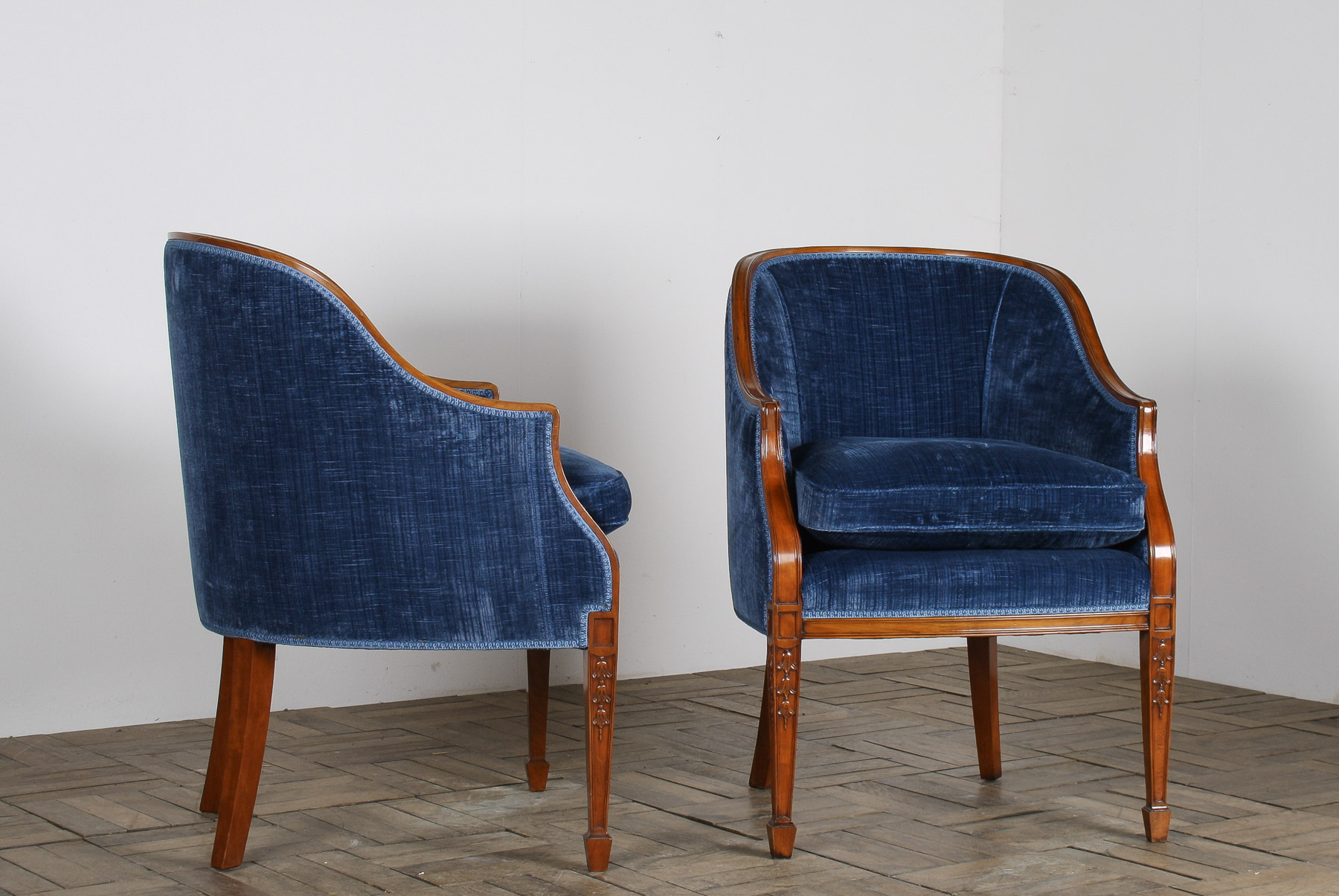A Exquisite Pair of Tub Chairs in Royal Blue by Fine Furniture Maker Arthur Brett - Image 5