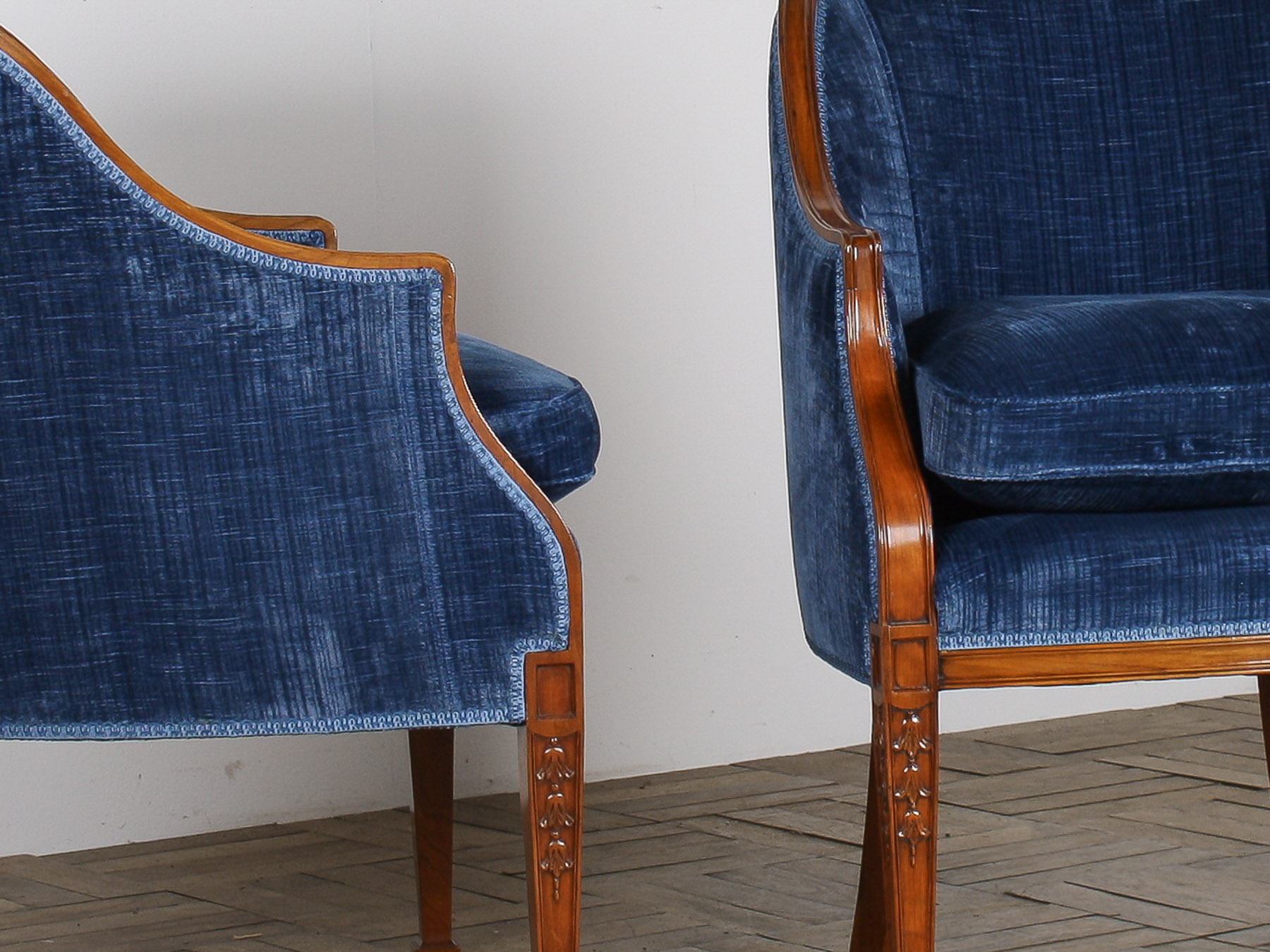 A Exquisite Pair of Tub Chairs in Royal Blue by Fine Furniture Maker Arthur Brett - Image 3