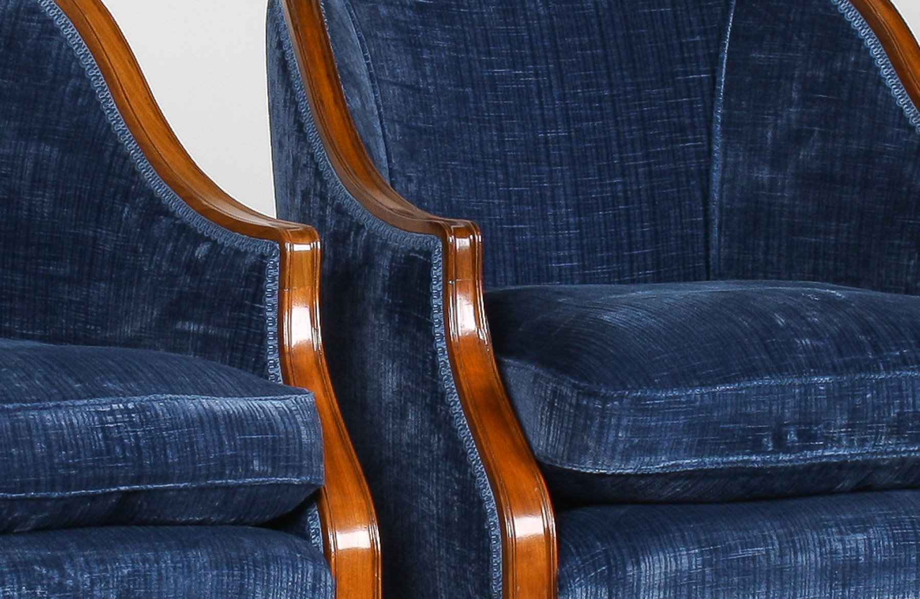 A Exquisite Pair of Tub Chairs in Royal Blue by Fine Furniture Maker Arthur Brett - Image 2