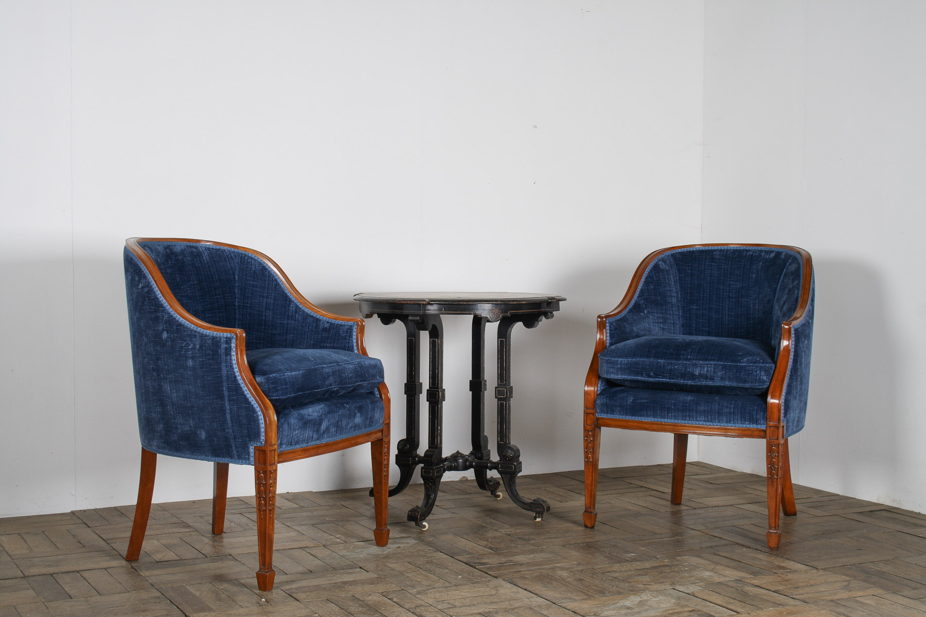 A Exquisite Pair of Tub Chairs in Royal Blue by Fine Furniture Maker Arthur Brett - Image 23