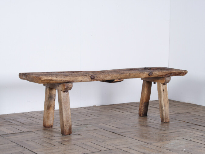 A Primitive 19th Century Elm Pig Bench Seat 5ft Long