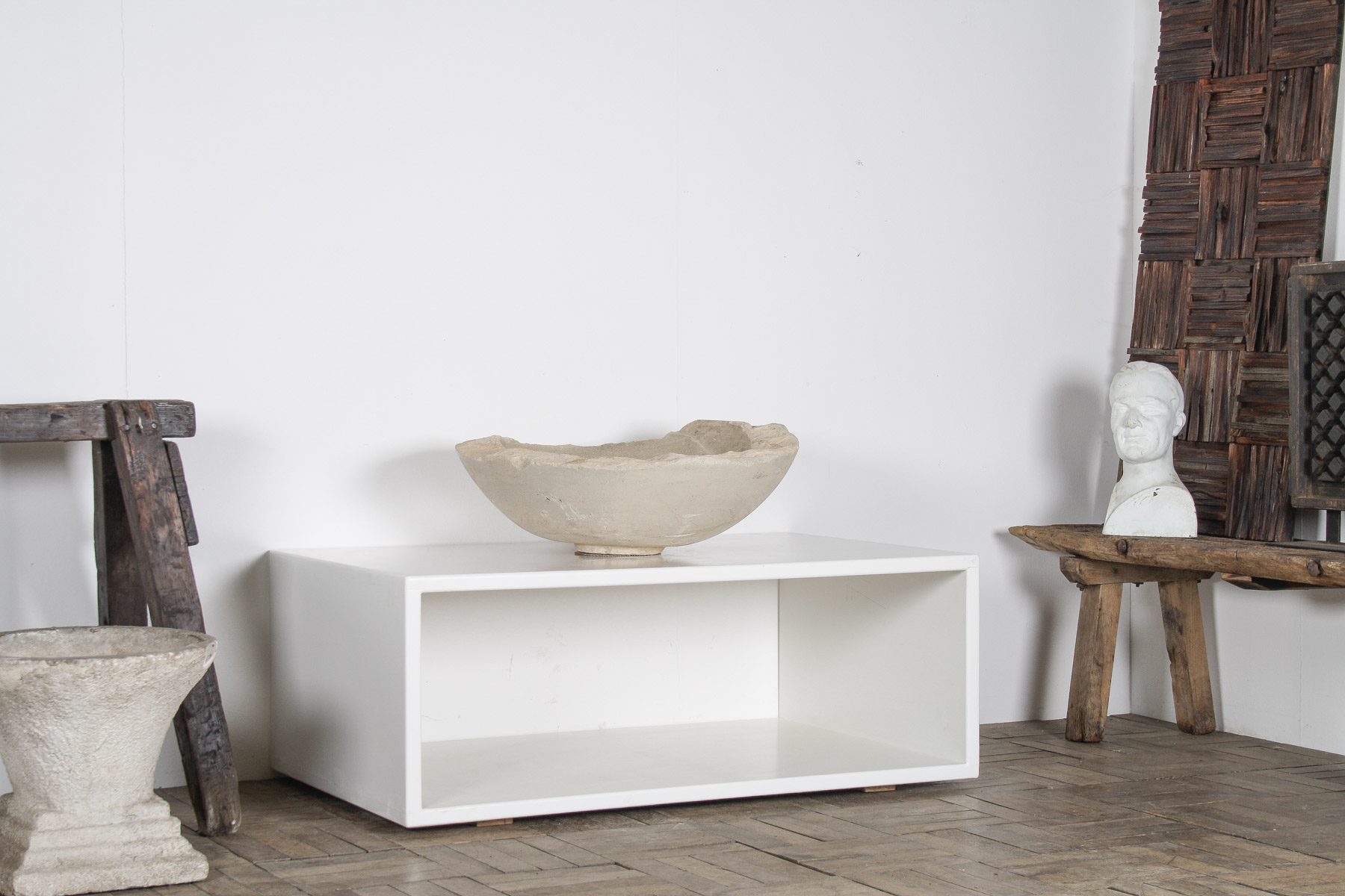 Very Large Reclaimed Antique Stone Bowl - English Wattscliffe Millstone Grit Sandstone - Image 7