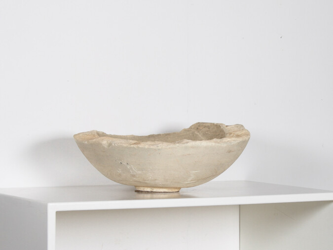 Very Large Reclaimed Antique Stone Bowl - English Wattscliffe Millstone Grit Sandstone