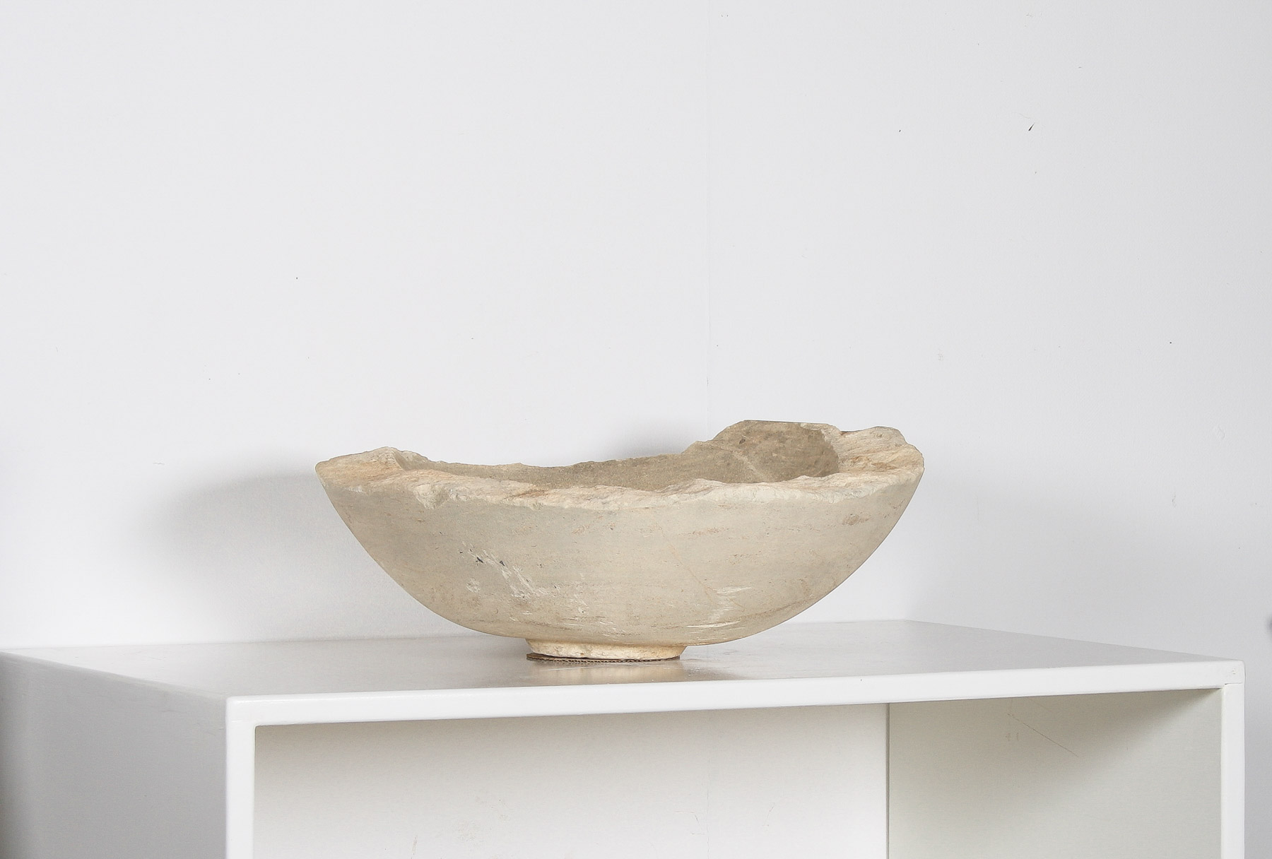 Very Large Reclaimed Antique Stone Bowl - English Wattscliffe Millstone Grit Sandstone
