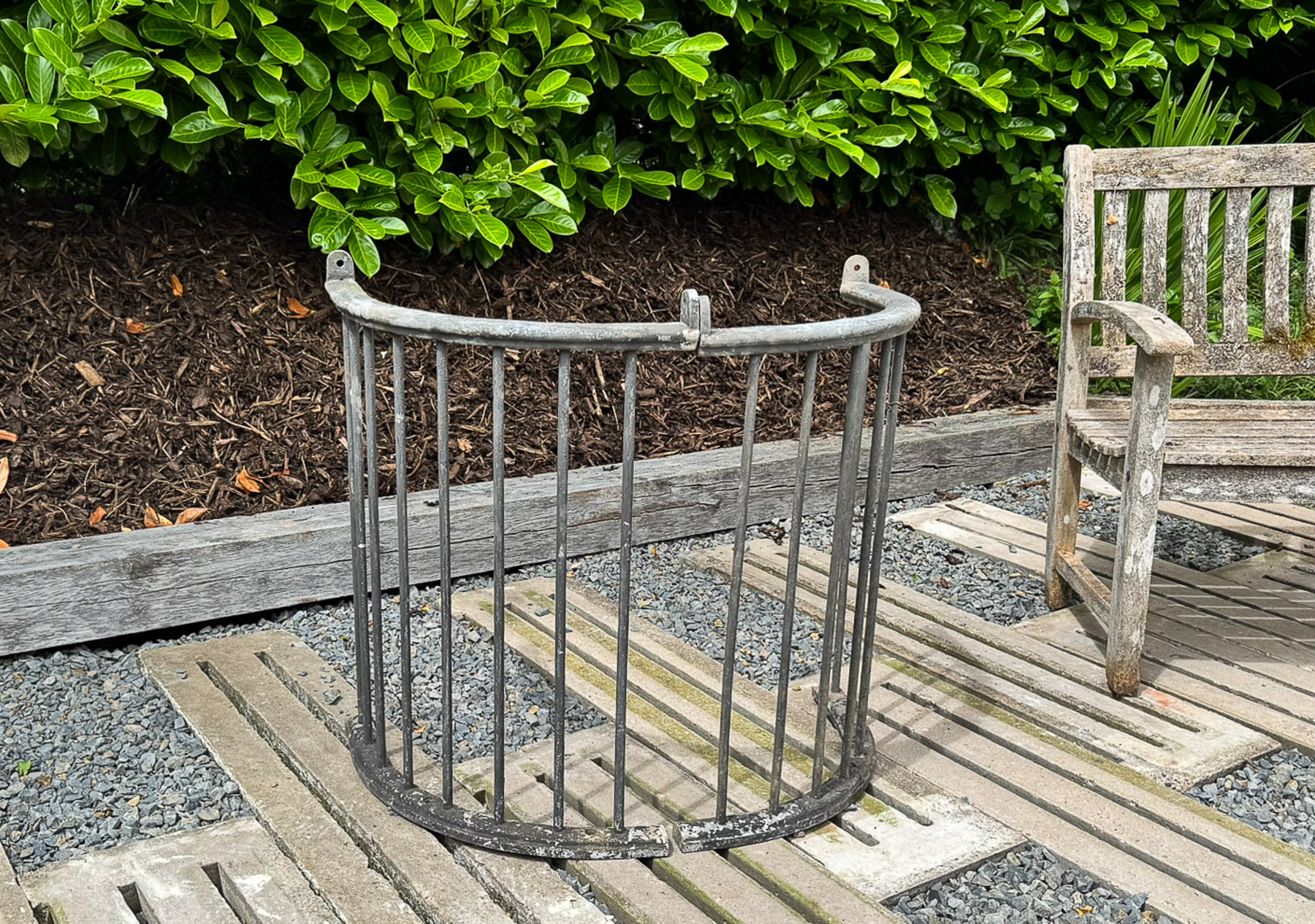 Pair of Reclaimed Architectural Cast Iron Curved Railing Tree Guard Garden Feature - Image 3
