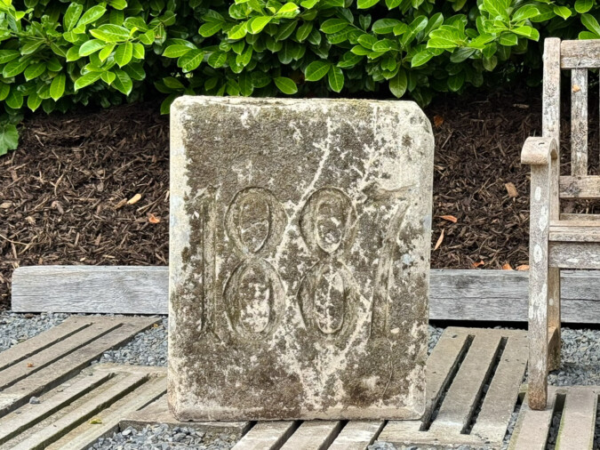 Large Victorian 1887 Carved Date Stone Architectural Garden Ornament