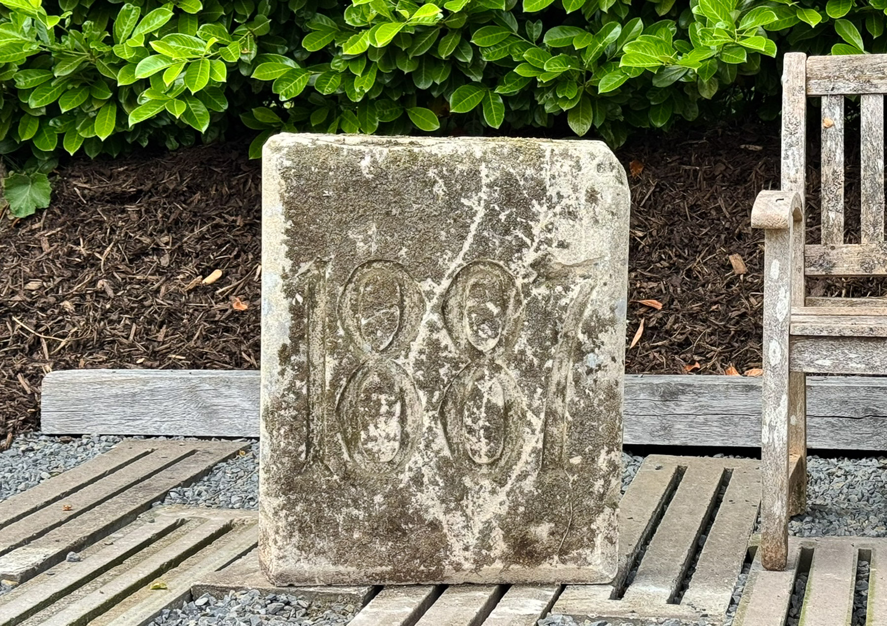 Large Victorian 1887 Carved Date Stone Architectural Garden Ornament