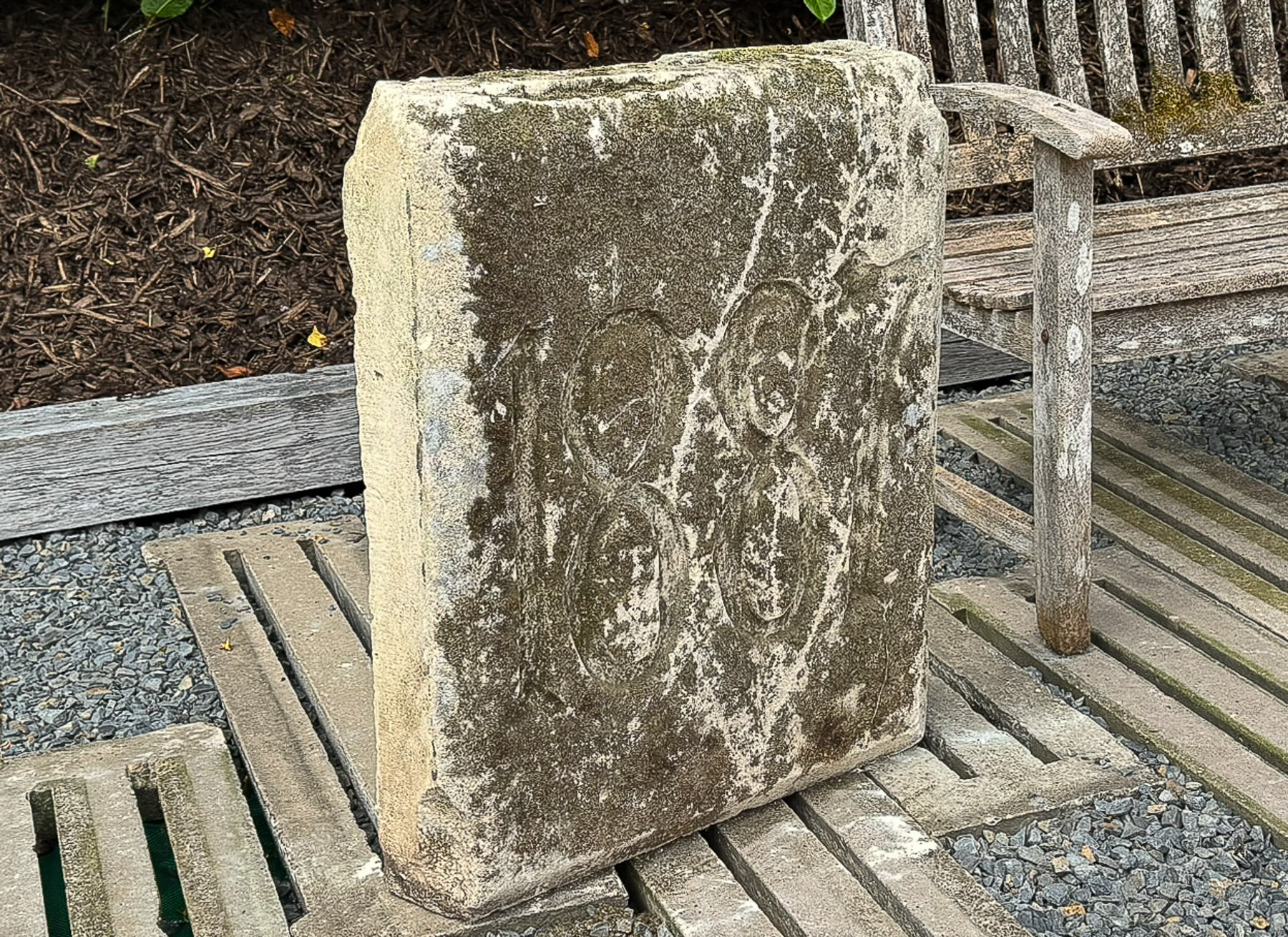 Large Victorian 1887 Carved Date Stone Architectural Garden Ornament - Image 5