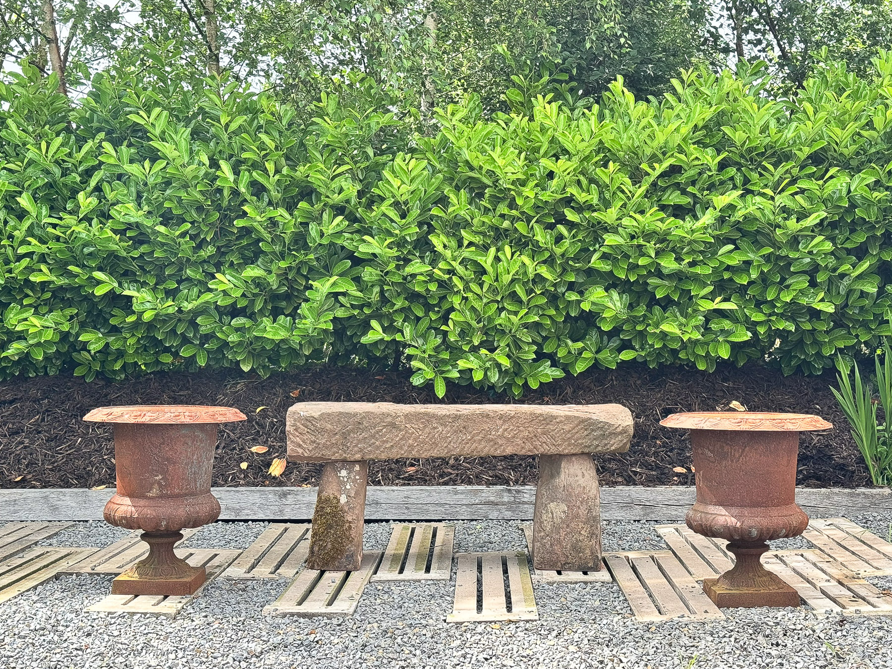 Large Pair Cast Iron Victorian Rococo Style Garden Urn Planters, late 20th century - Image 12