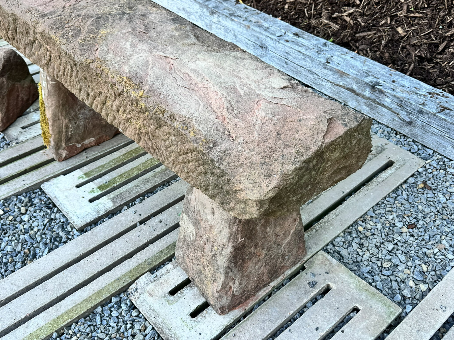 Large Reclaimed Red Sandstone Garden Bench Seat, circa 1860 - Image 11