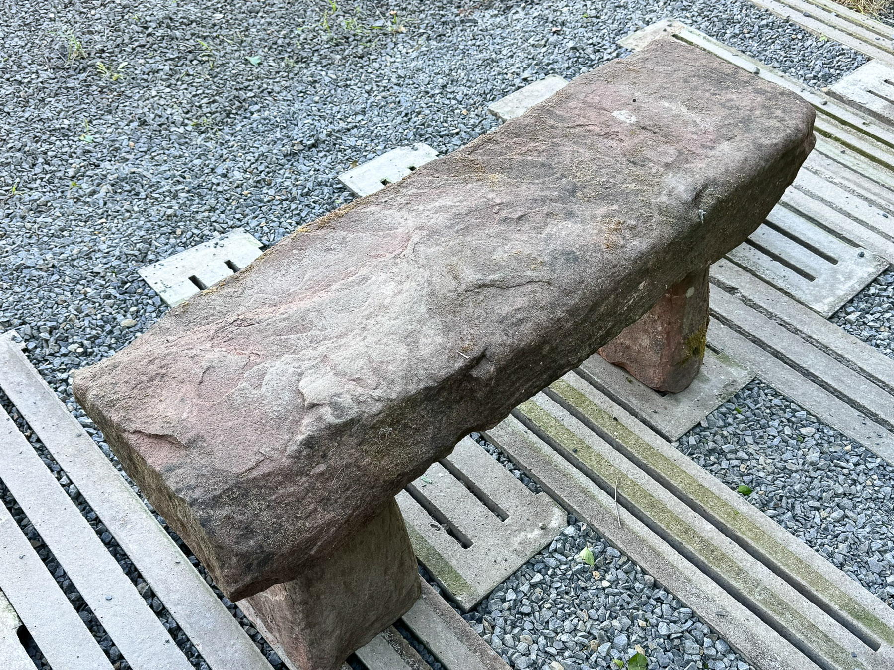 Large Reclaimed Red Sandstone Garden Bench Seat, circa 1860 - Image 16