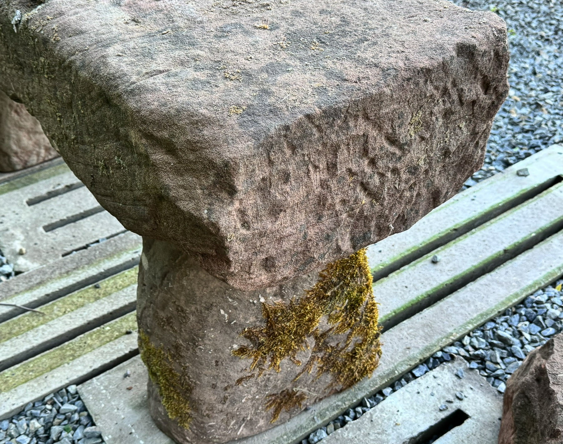 Large Reclaimed Red Sandstone Garden Bench Seat, circa 1860 - Image 6