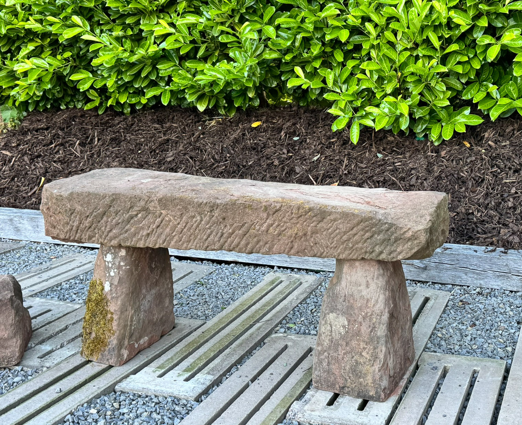 Large Reclaimed Red Sandstone Garden Bench Seat, circa 1860 - Image 10