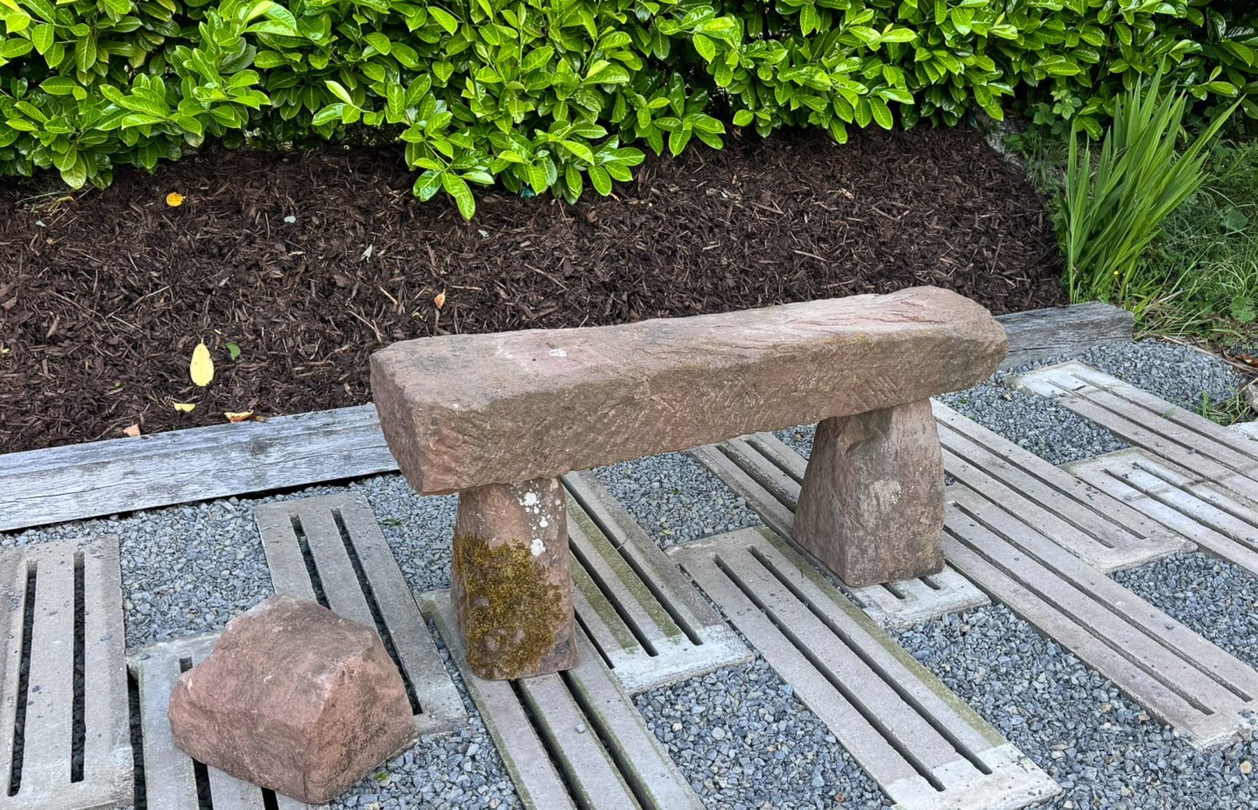 Large Reclaimed Red Sandstone Garden Bench Seat, circa 1860 - Image 4
