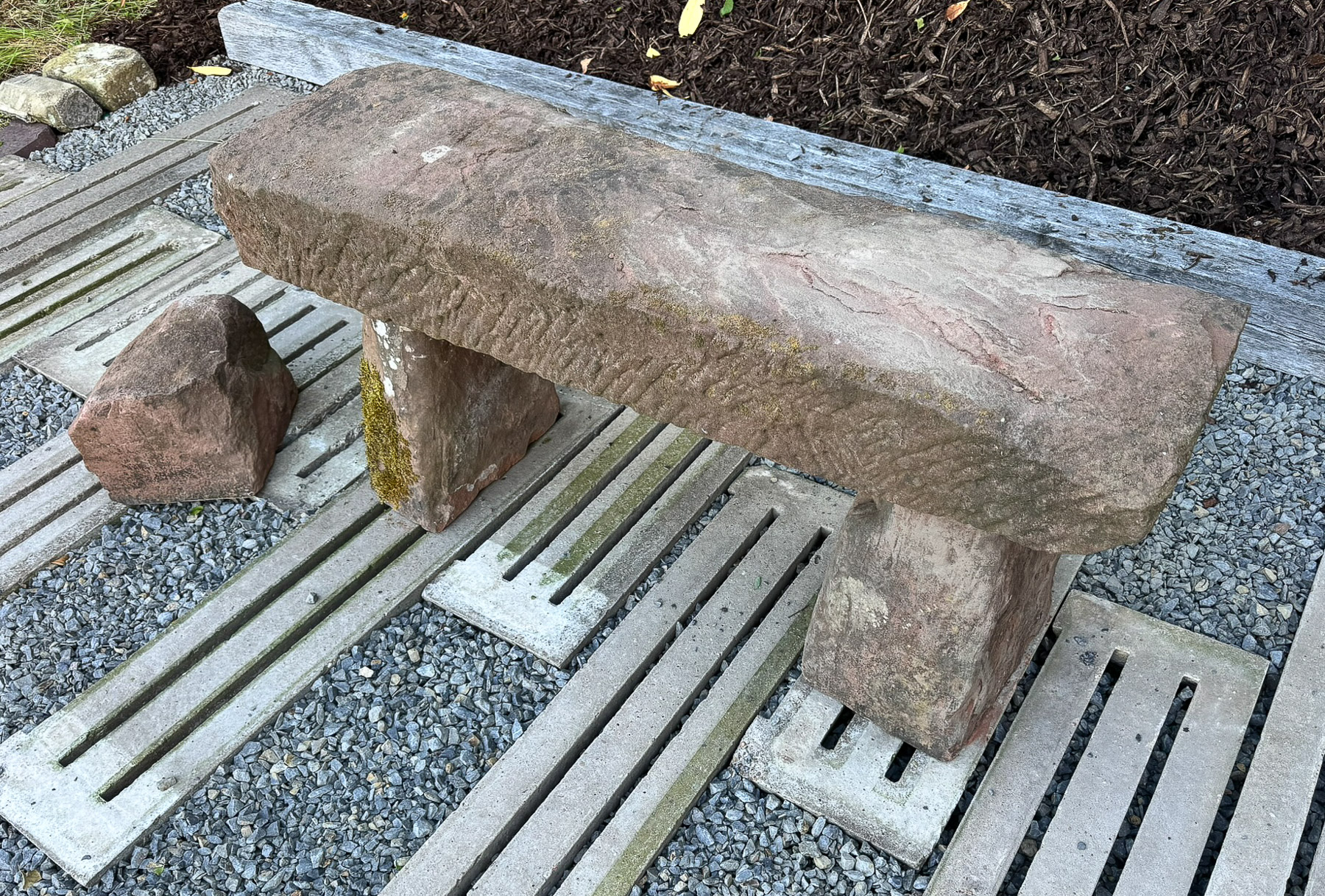 Large Reclaimed Red Sandstone Garden Bench Seat, circa 1860 - Image 15