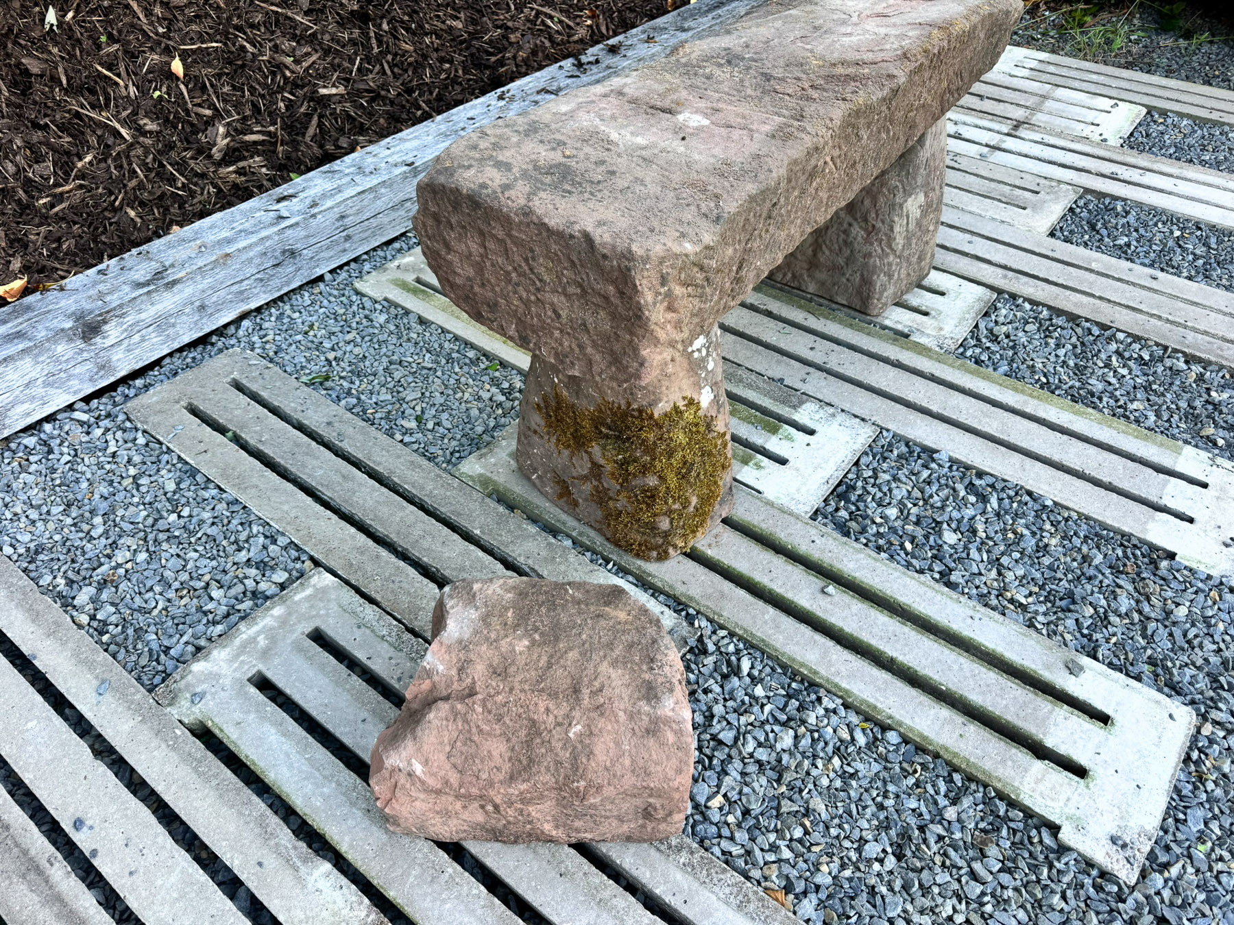 Large Reclaimed Red Sandstone Garden Bench Seat, circa 1860 - Image 9