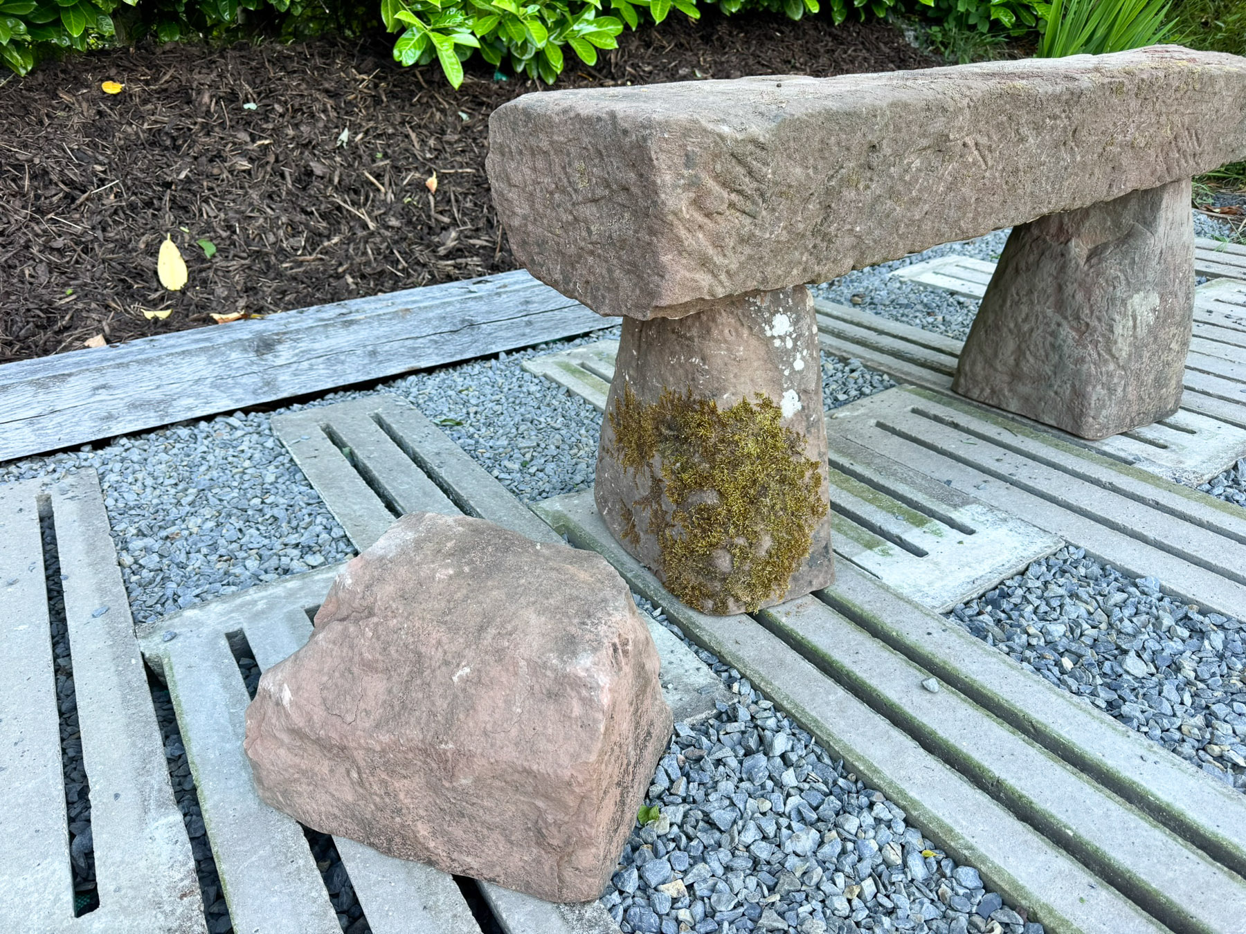 Large Reclaimed Red Sandstone Garden Bench Seat, circa 1860 - Image 3