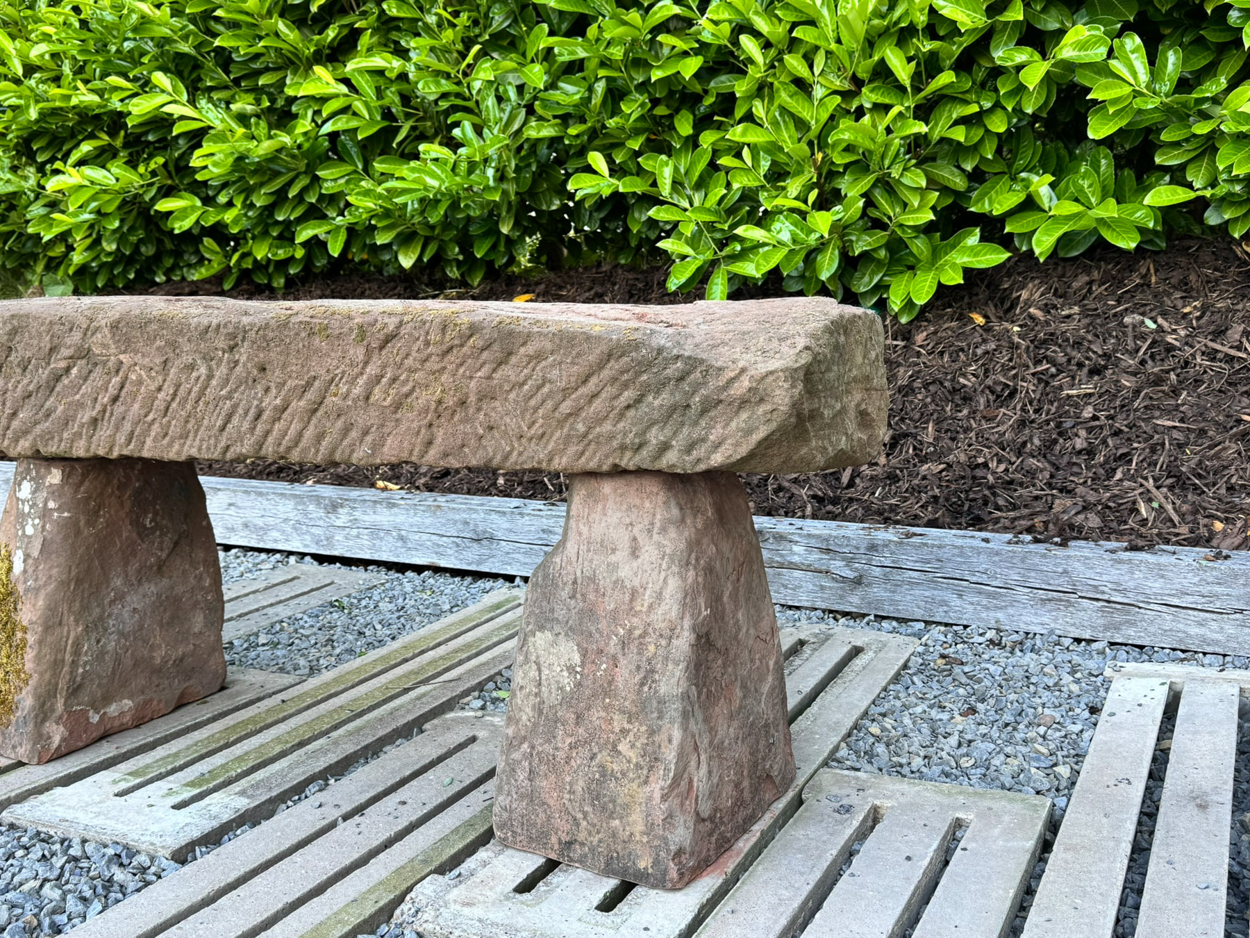 Large Reclaimed Red Sandstone Garden Bench Seat, circa 1860 - Image 8