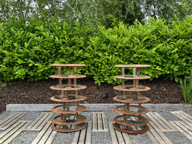 Pair of Large Scale Reclaimed Cast Iron Garden Ornaments, Planters or Water Feature Elements