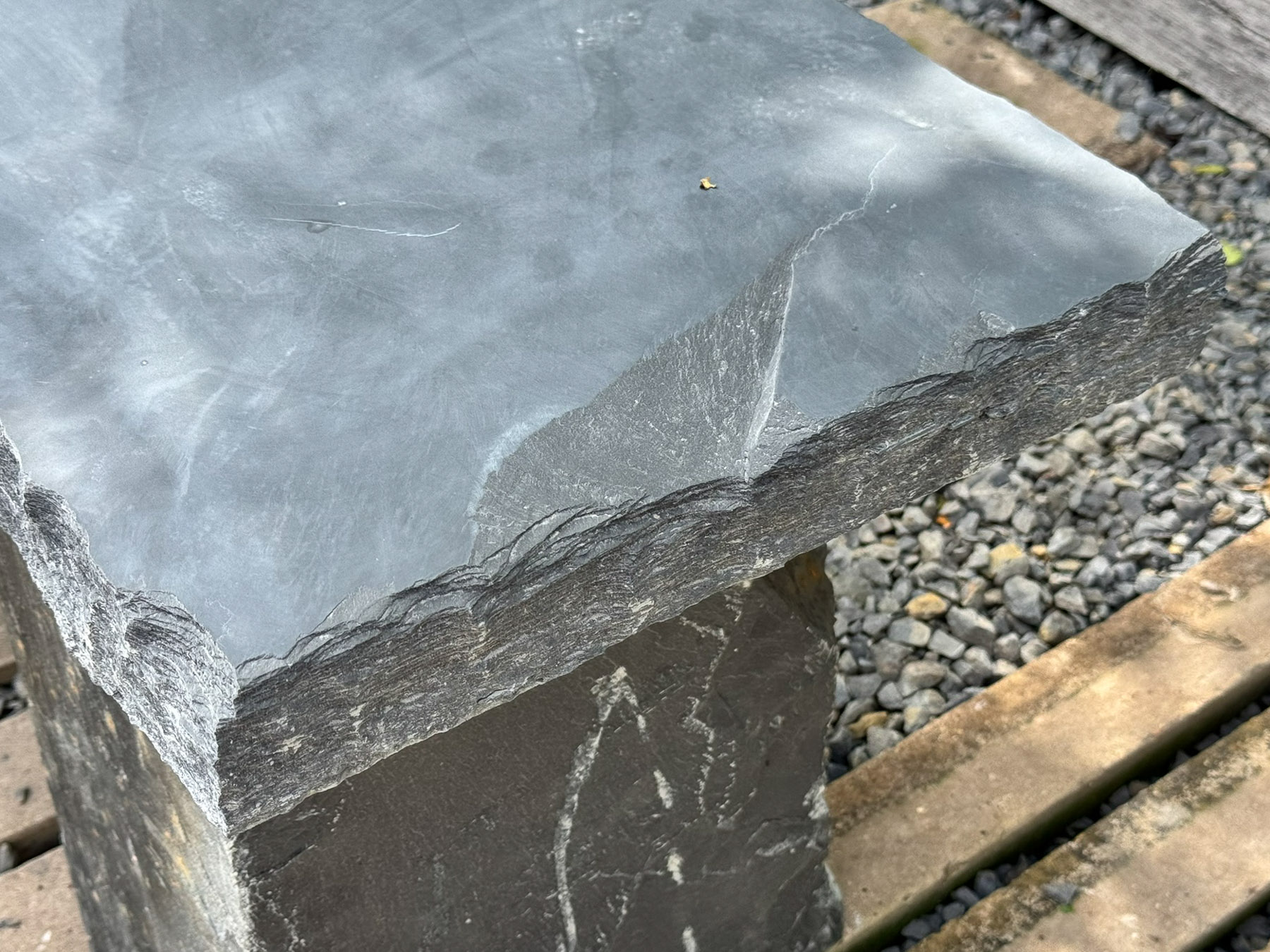 Natural Stone Welsh Slate Garden Bench Seat with Honed Top and Chiselled Edge - Image 5