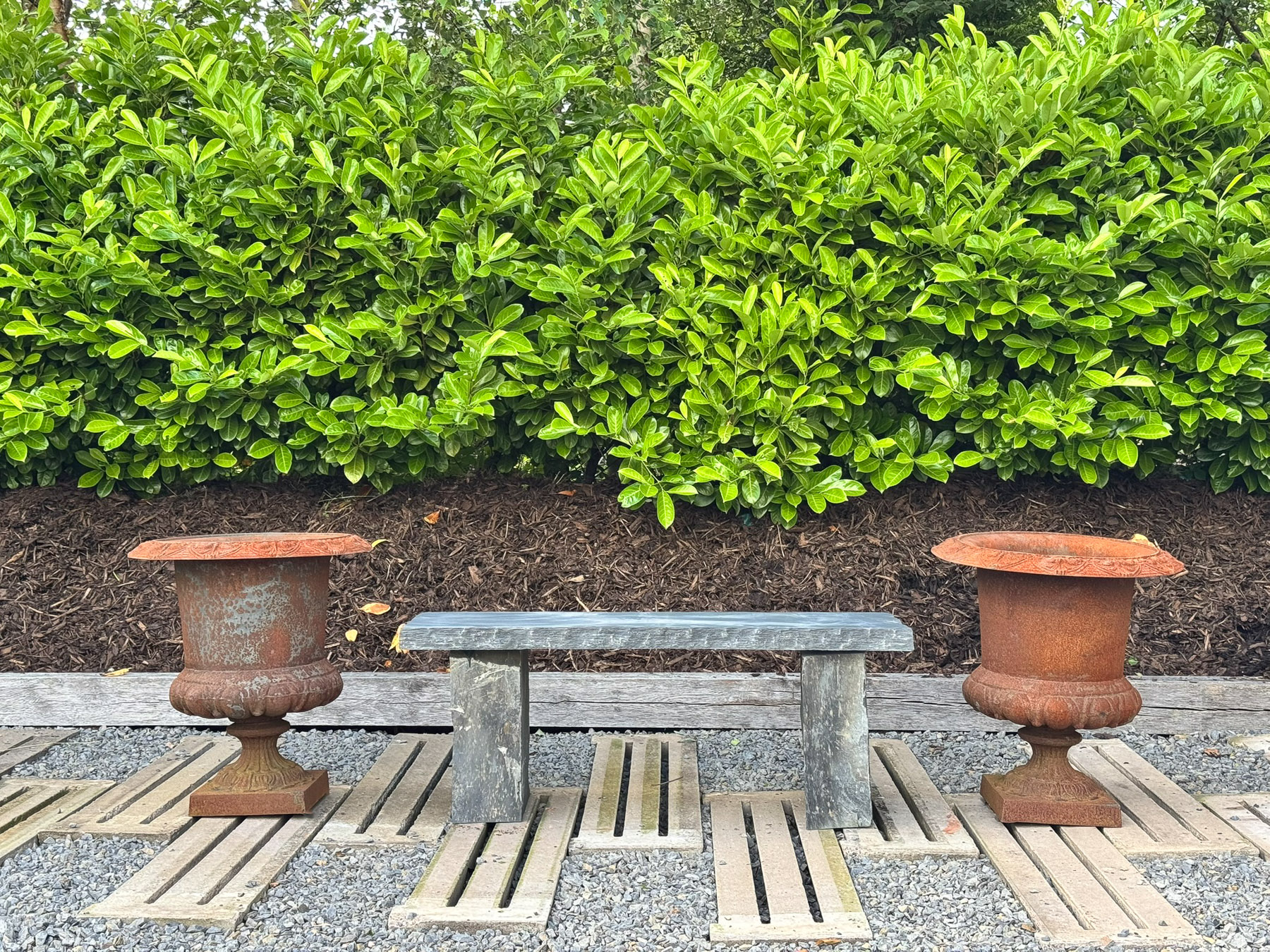 Natural Stone Welsh Slate Garden Bench Seat with Honed Top and Chiselled Edge - Image 9
