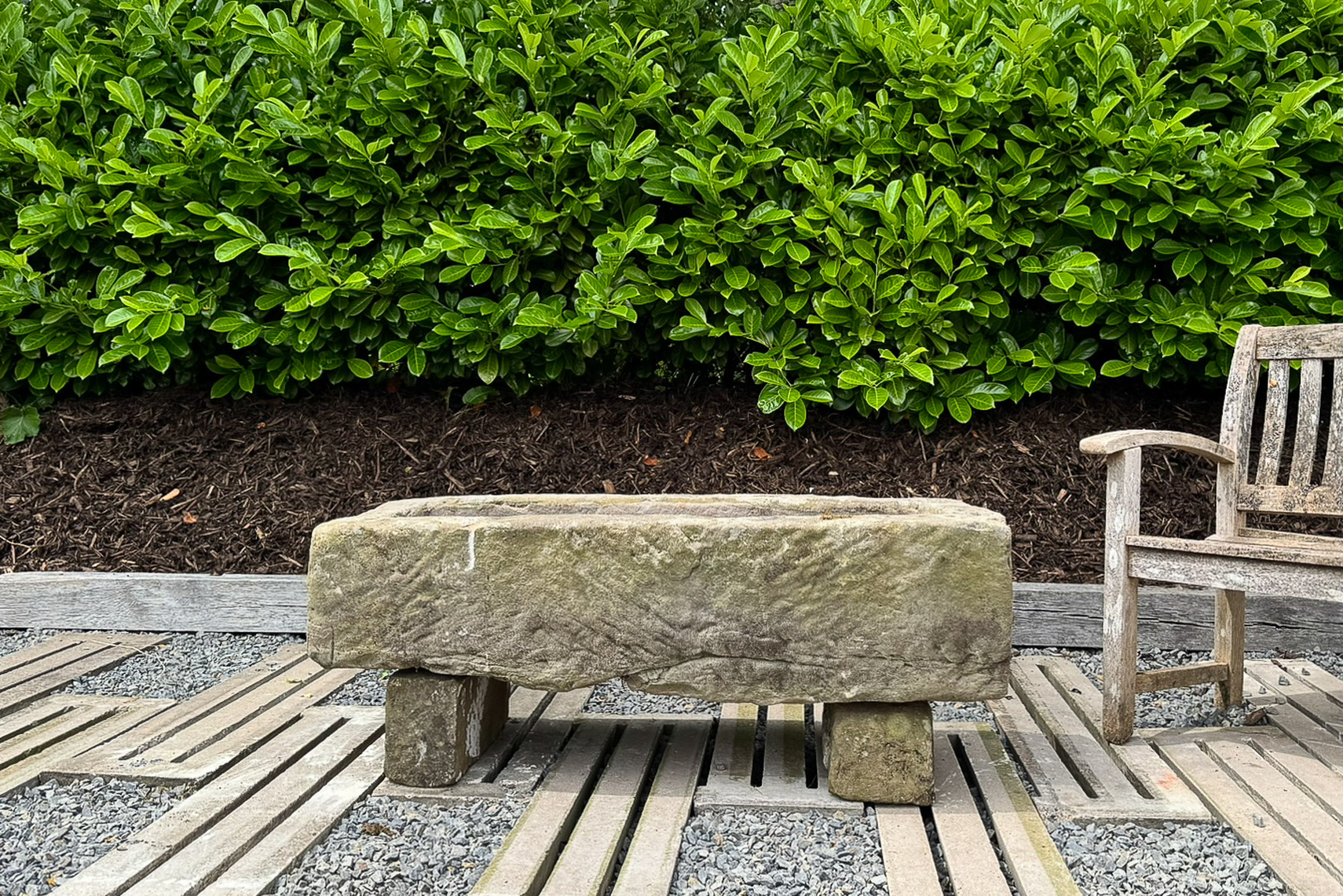 A Large Antique Carved Stone Trough Planter Garden Feature on Pedestal Feet - Image 2