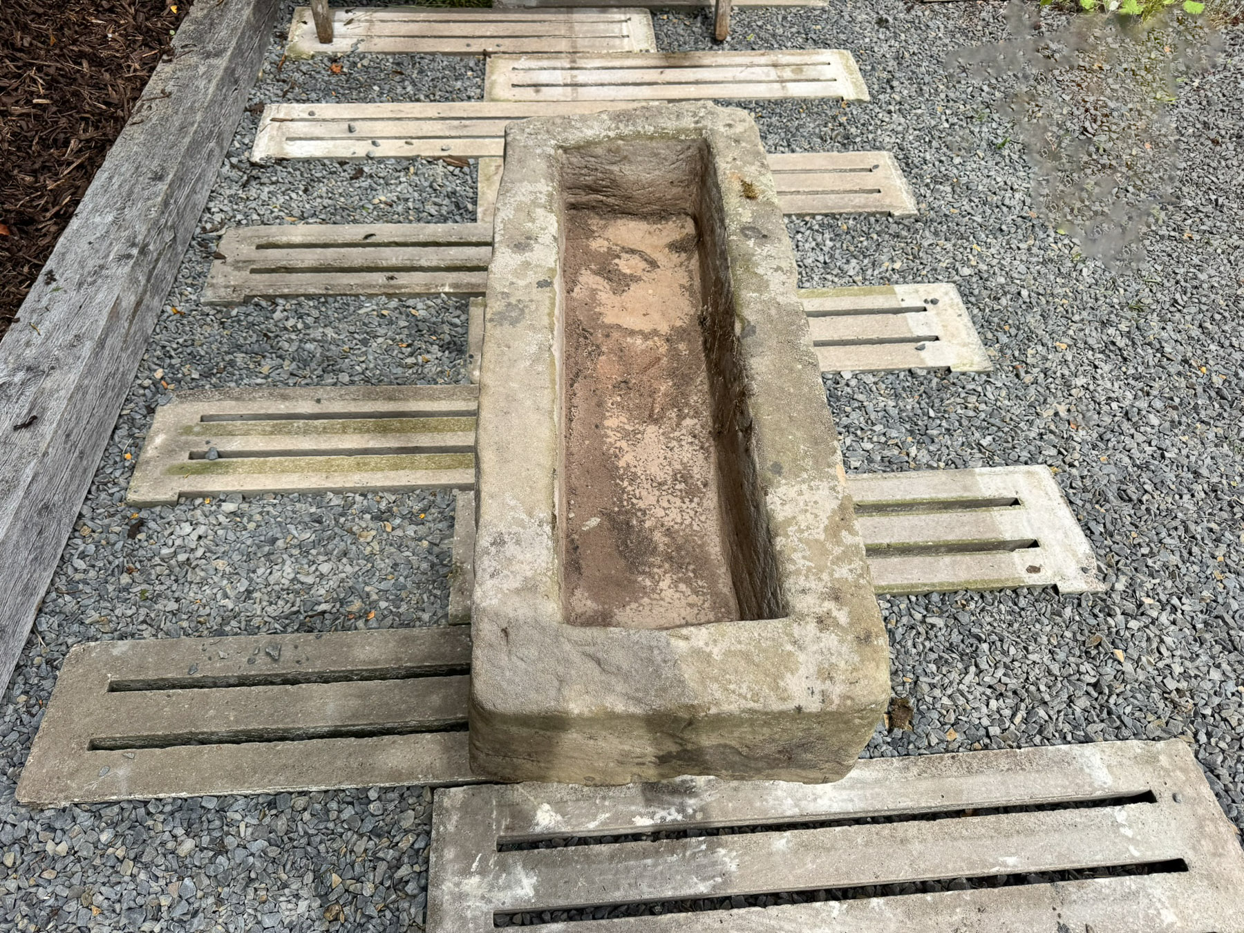 A Large Antique Carved Stone Trough Planter Garden Feature on Pedestal Feet - Image 10