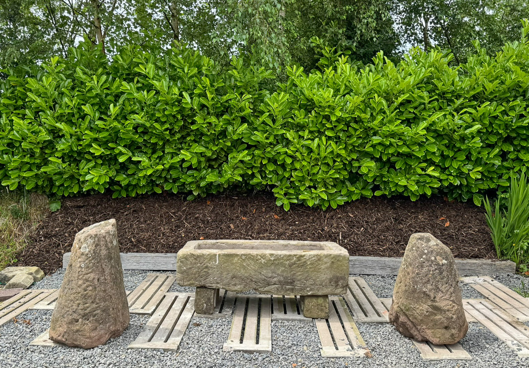 A Large Antique Carved Stone Trough Planter Garden Feature on Pedestal Feet - Image 11