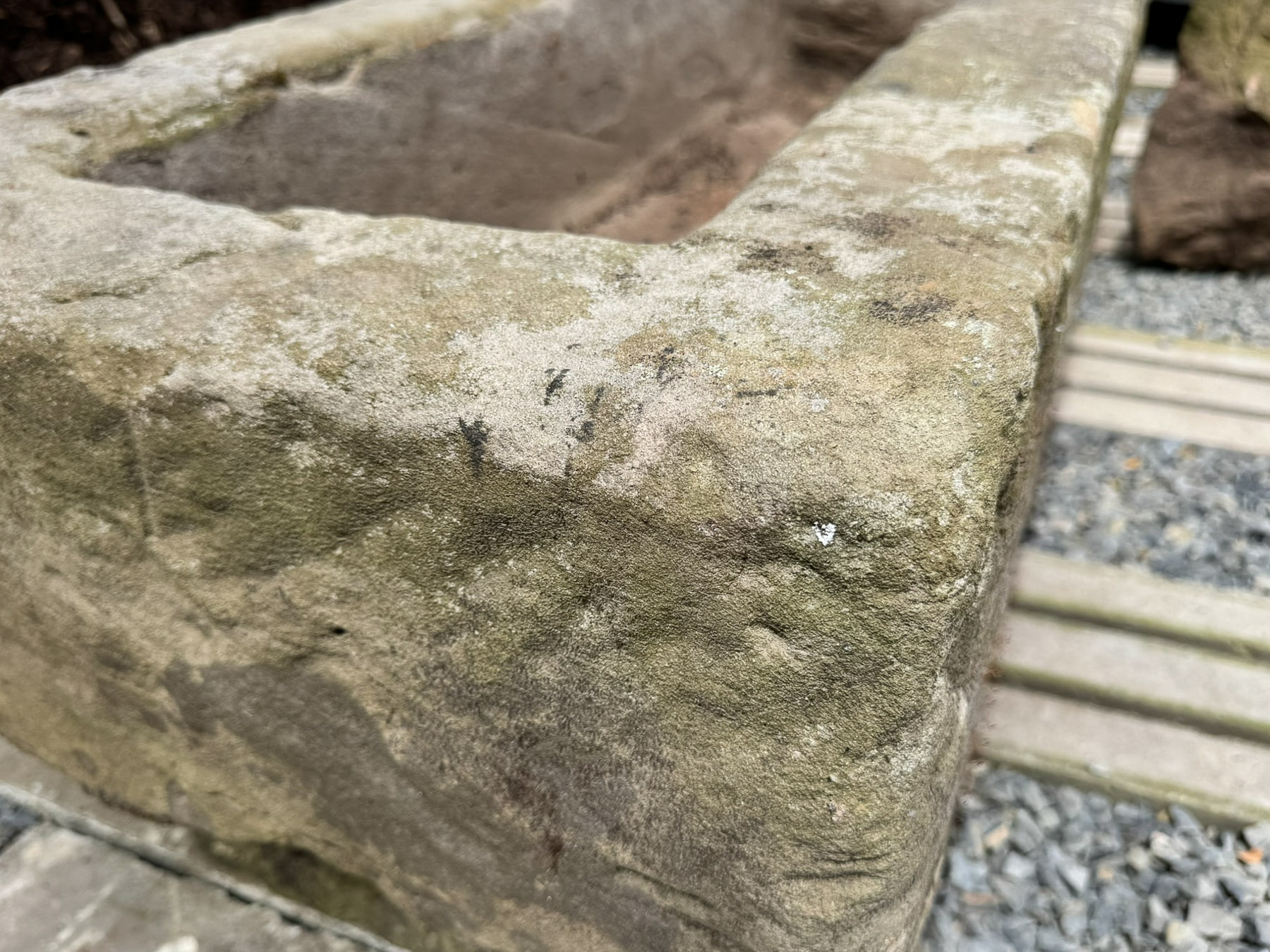 A Large Antique Carved Stone Trough Planter Garden Feature on Pedestal Feet - Image 12