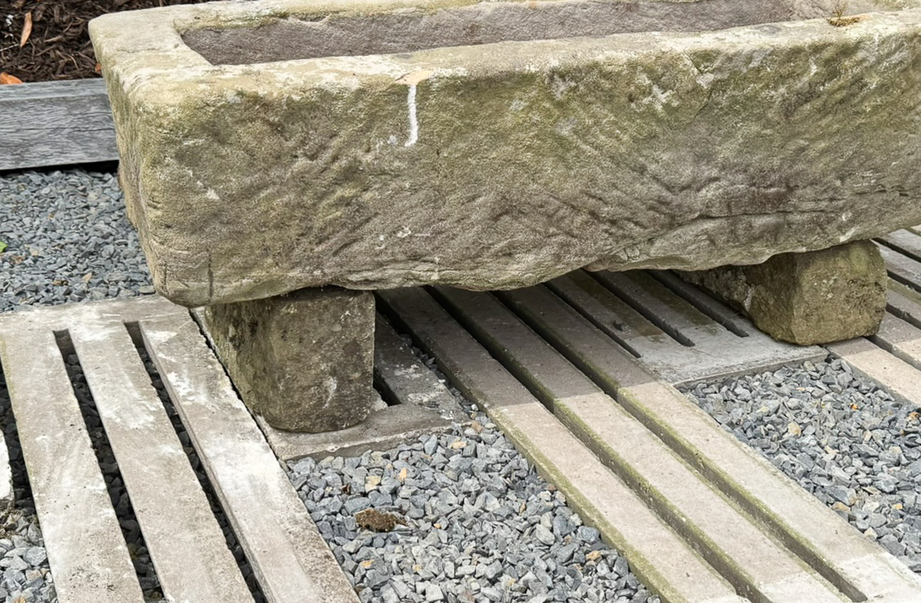 A Large Antique Carved Stone Trough Planter Garden Feature on Pedestal Feet - Image 5