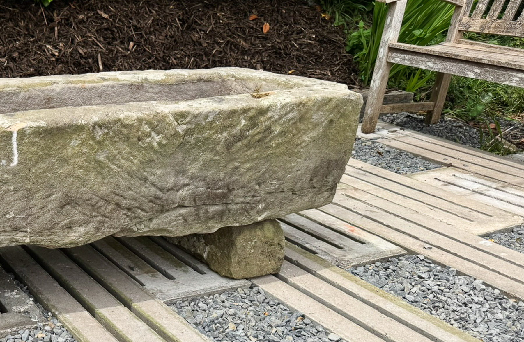 A Large Antique Carved Stone Trough Planter Garden Feature on Pedestal Feet - Image 6