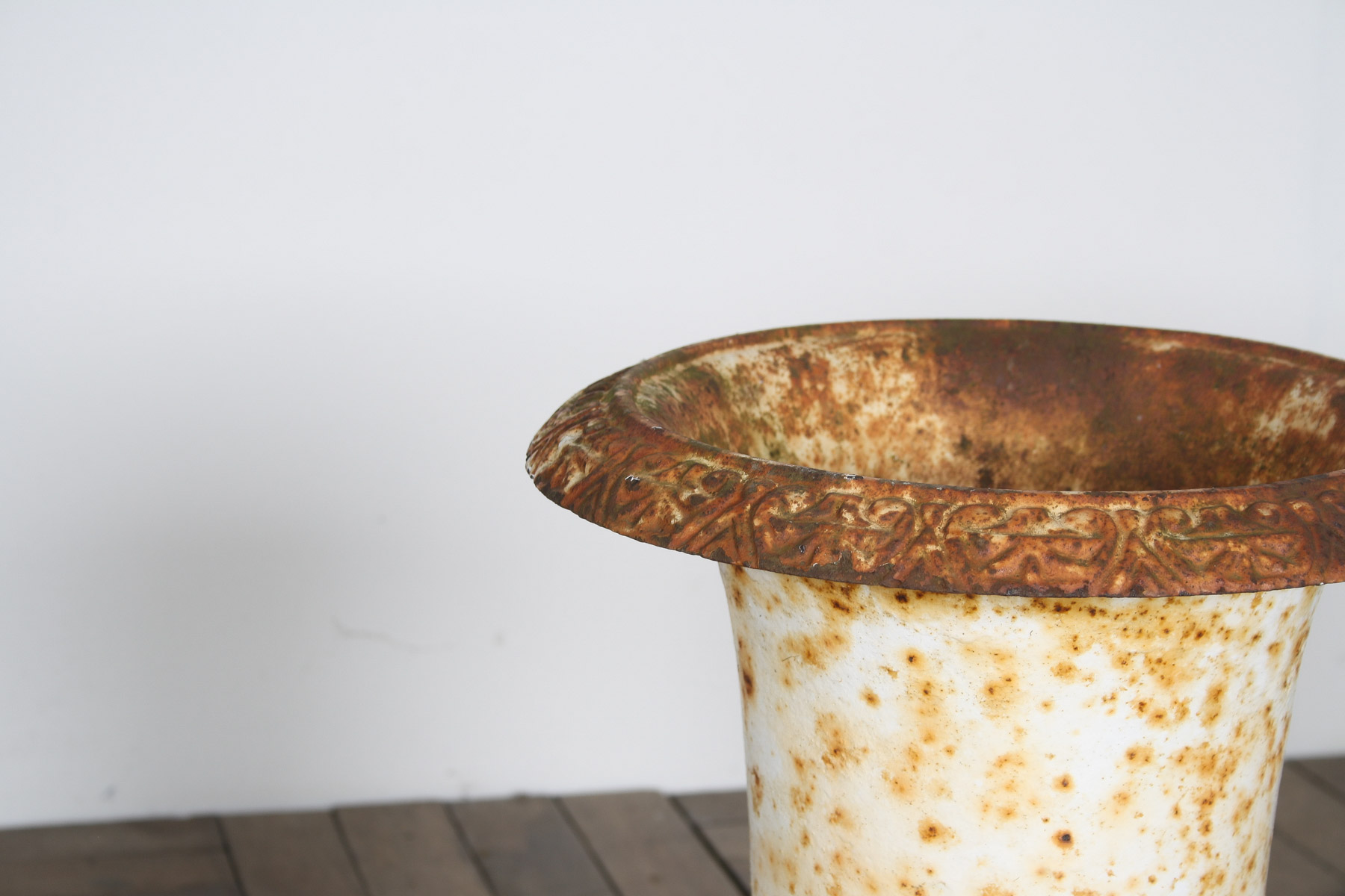 Pair of Cast Iron Garden Urn Planters with Weathered Patina - Image 6