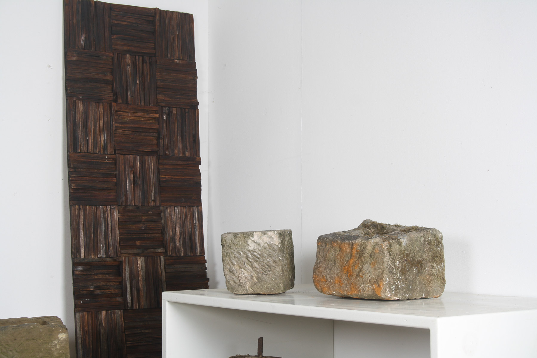 Pair of Small Antique Carved Stone Cube Planters | Wabi Sabi Bonsai Pots - Image 9