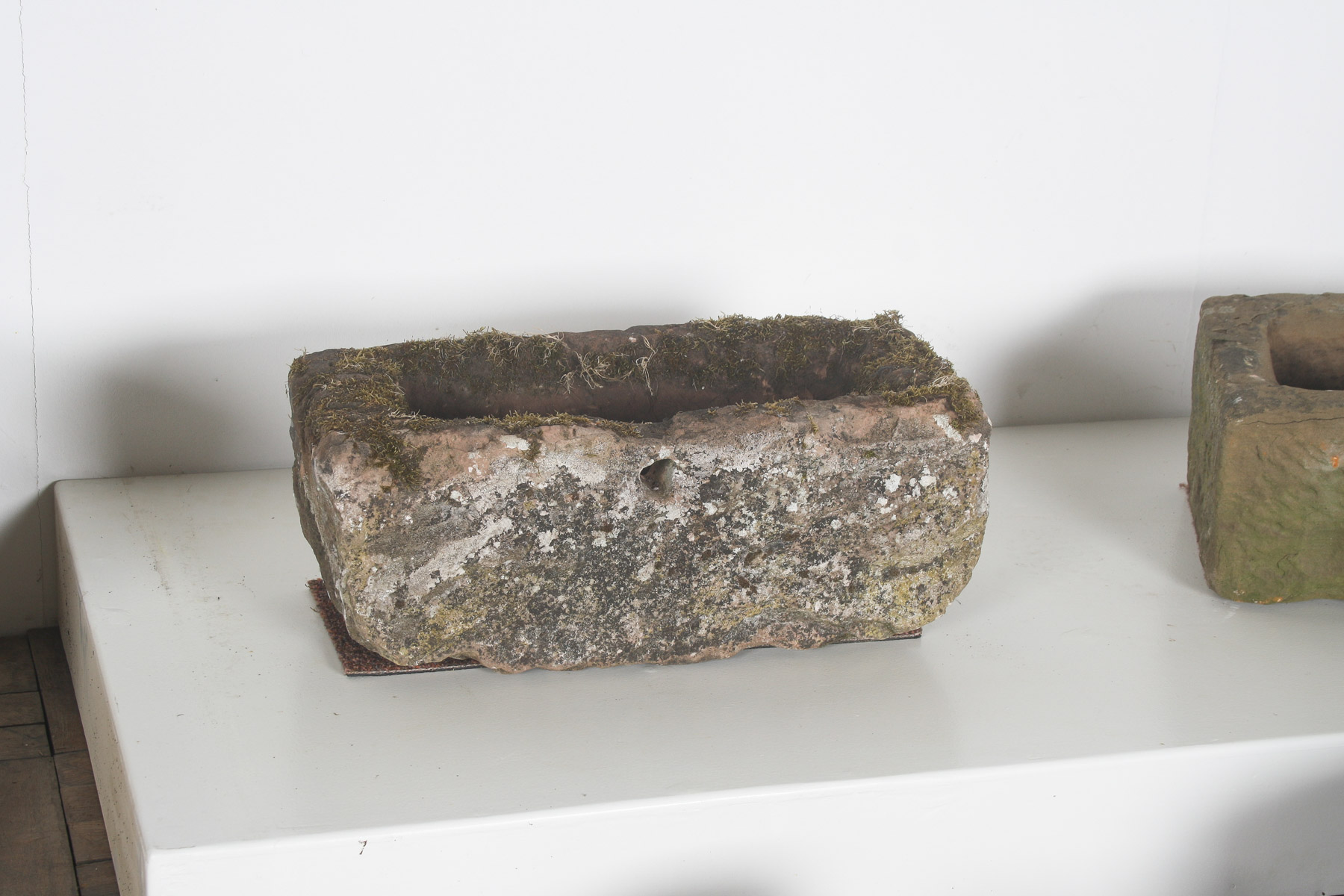 Small Antique Hand Carved Red Sandstone Trough Planter | Weathered Garden Water Feature - Image 4