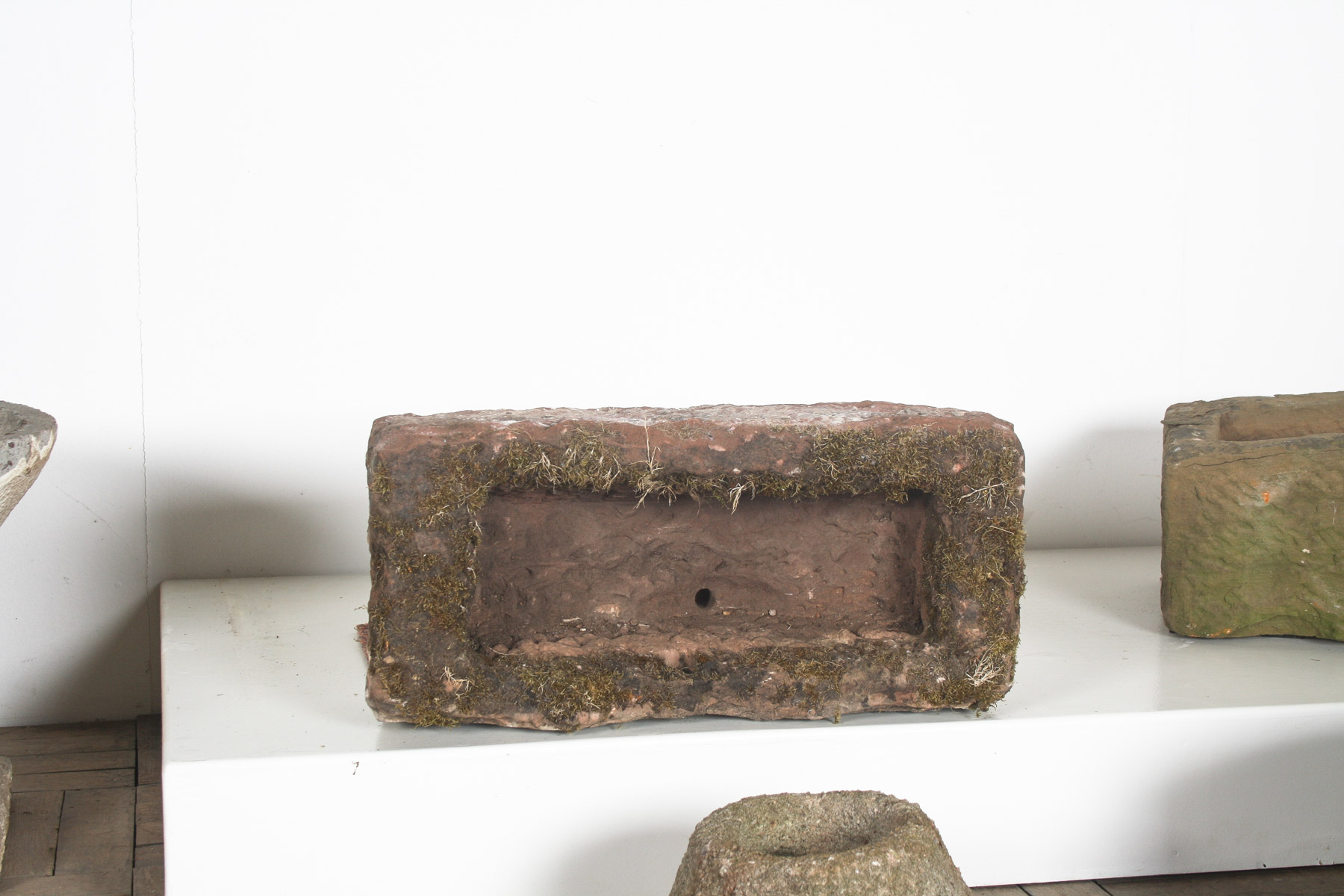 Small Antique Hand Carved Red Sandstone Trough Planter | Weathered Garden Water Feature - Image 8