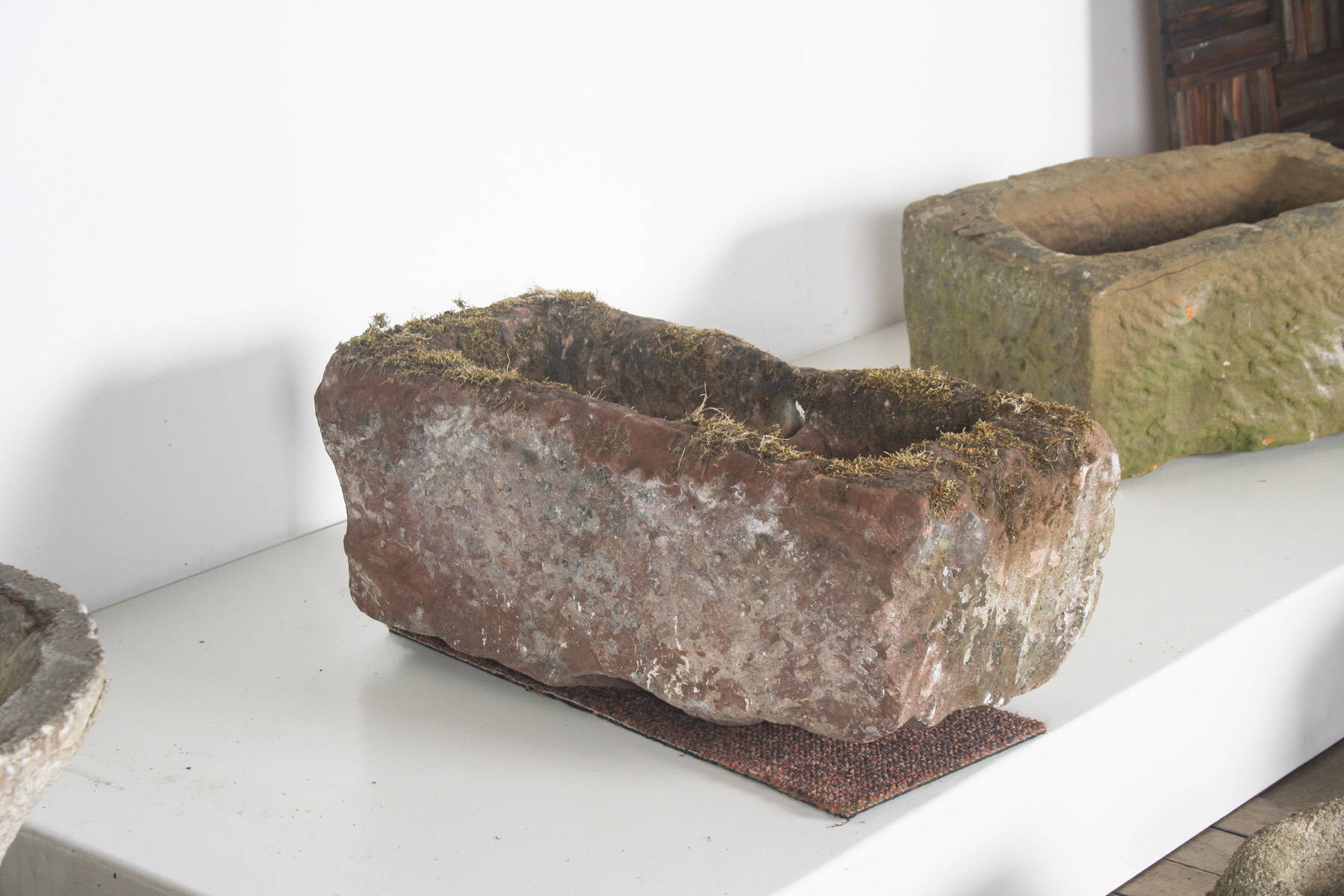 Small Antique Hand Carved Red Sandstone Trough Planter | Weathered Garden Water Feature - Image 7