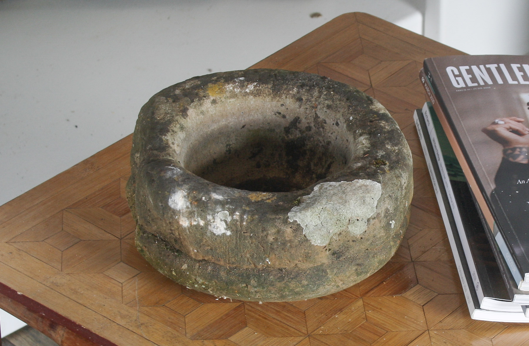 Primitive Wabi-Sabi Antique Carved Sandstone 8 Inch Bowl | Bonsai Pot - Image 3