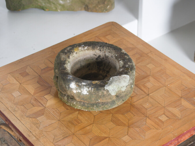 Primitive Wabi-Sabi Antique Carved Sandstone 8 Inch Bowl | Bonsai Pot