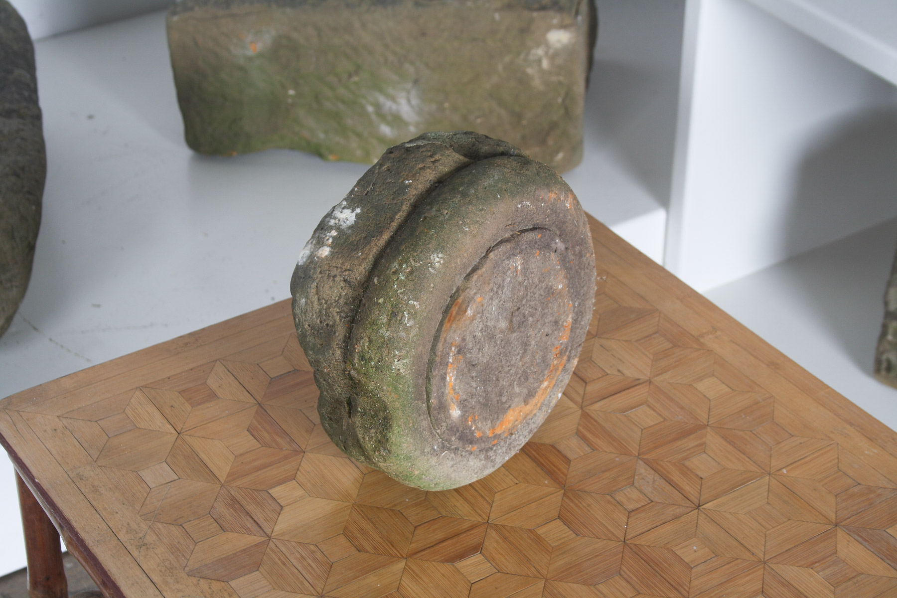 Primitive Wabi-Sabi Antique Carved Sandstone 8 Inch Bowl | Bonsai Pot - Image 4